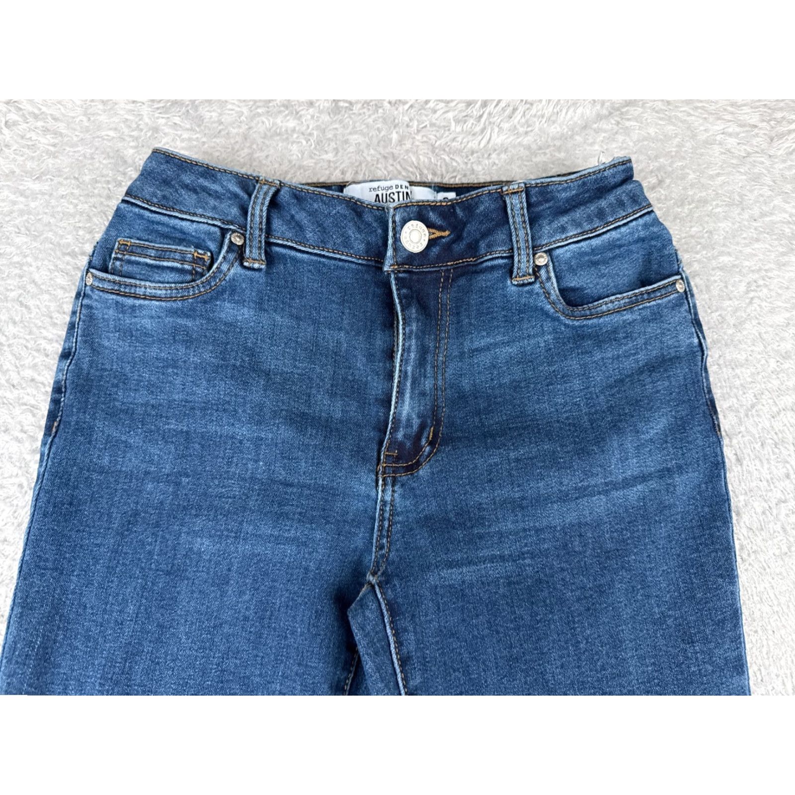 Vintage Refuge Jeans Women Regular Jeans 0 Blue Denim Cotton Blend Stretch Flared Low Rise 24x31 Size 25" / US 0 / IT 36 - 4 Thumbnail