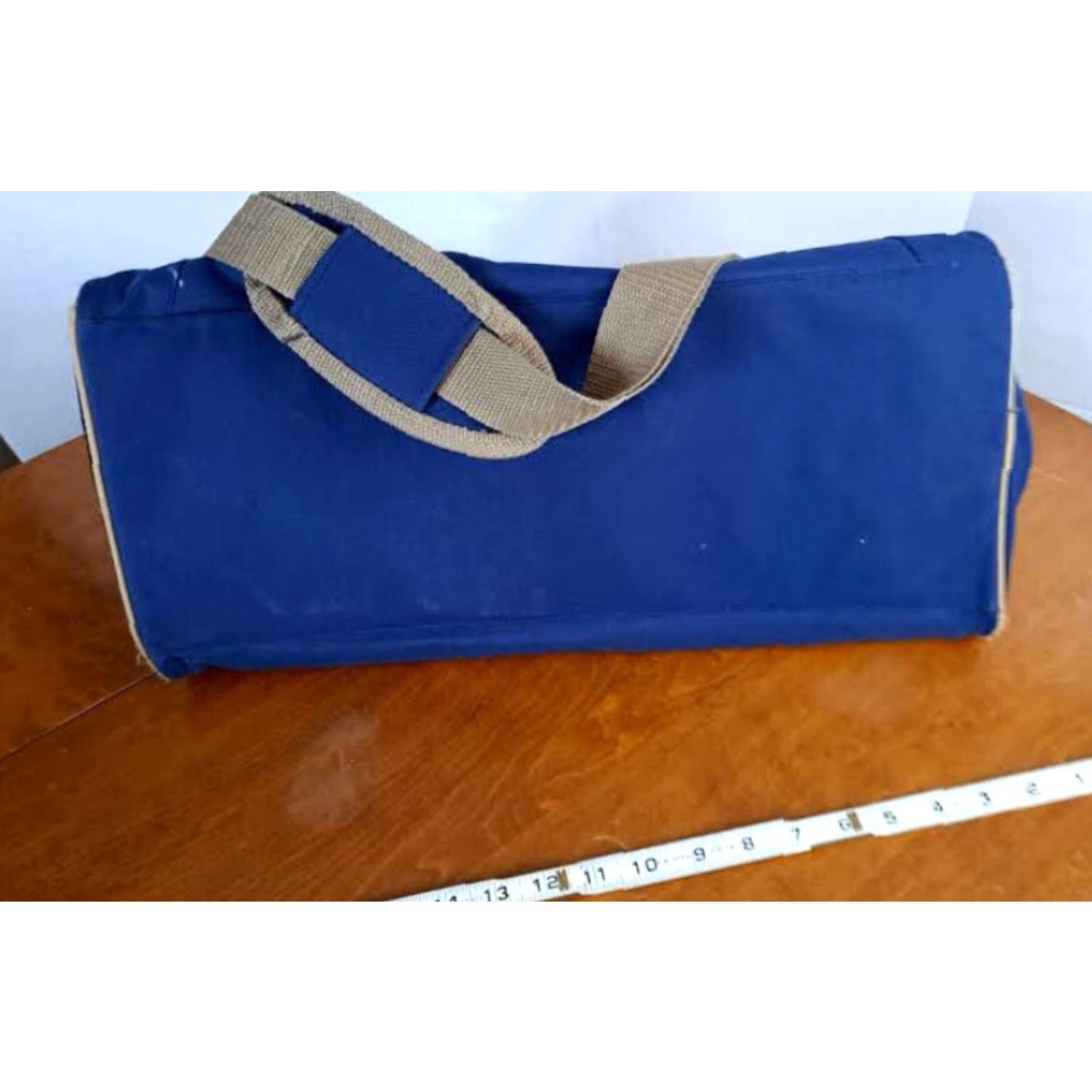 Vintage VINTAGE Hiram Bingham Canvas & Leather Trim Blue Duffle-Travel Bag EUC Size ONE SIZE - 7 Thumbnail