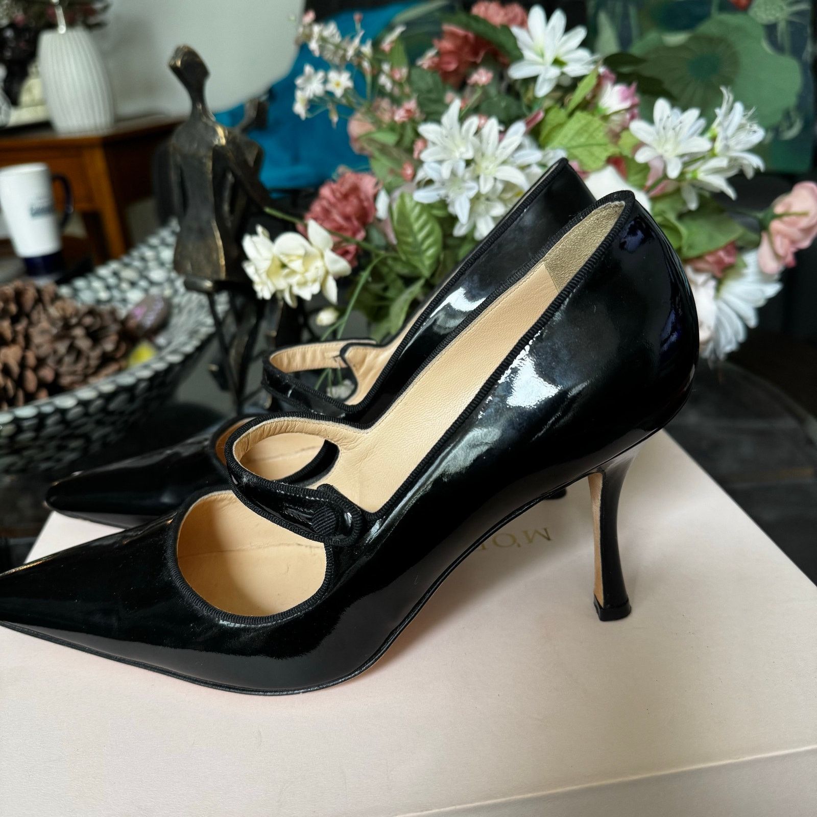 Manolo Blahnik Manolo Blahnik Black Patent Campari Mary Jane Pumps 41.5M Size US 11.5 / IT 41.5 - 2 Thumbnail