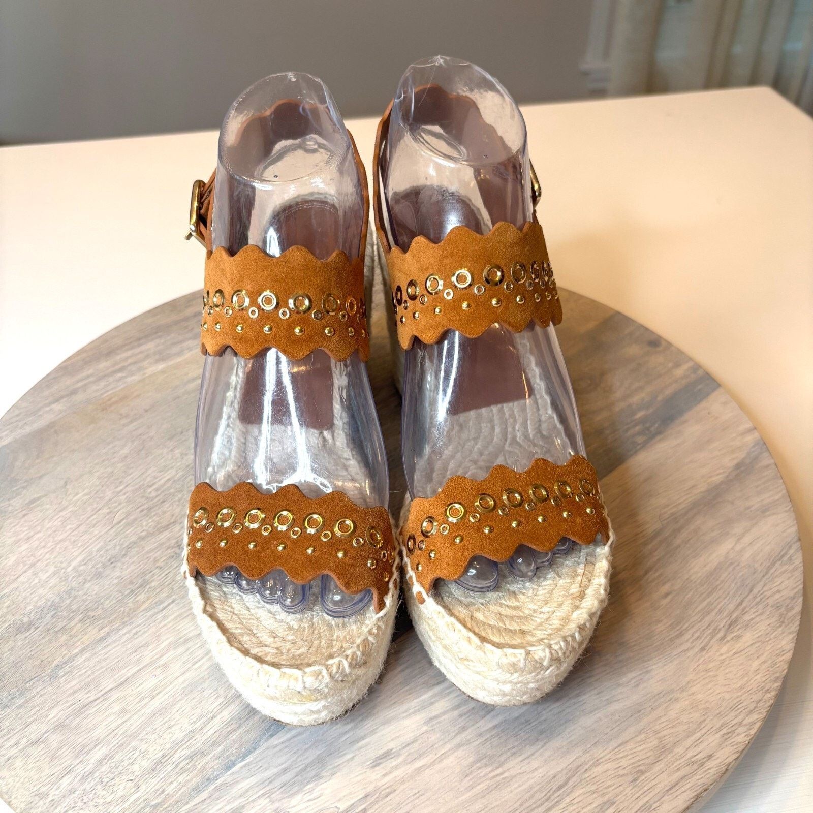 Chloe Chloe Lauren Wedge Espadrille Tan Suede Sandals EU 38 US 8 Size US 8 / IT 38 - 4 Thumbnail