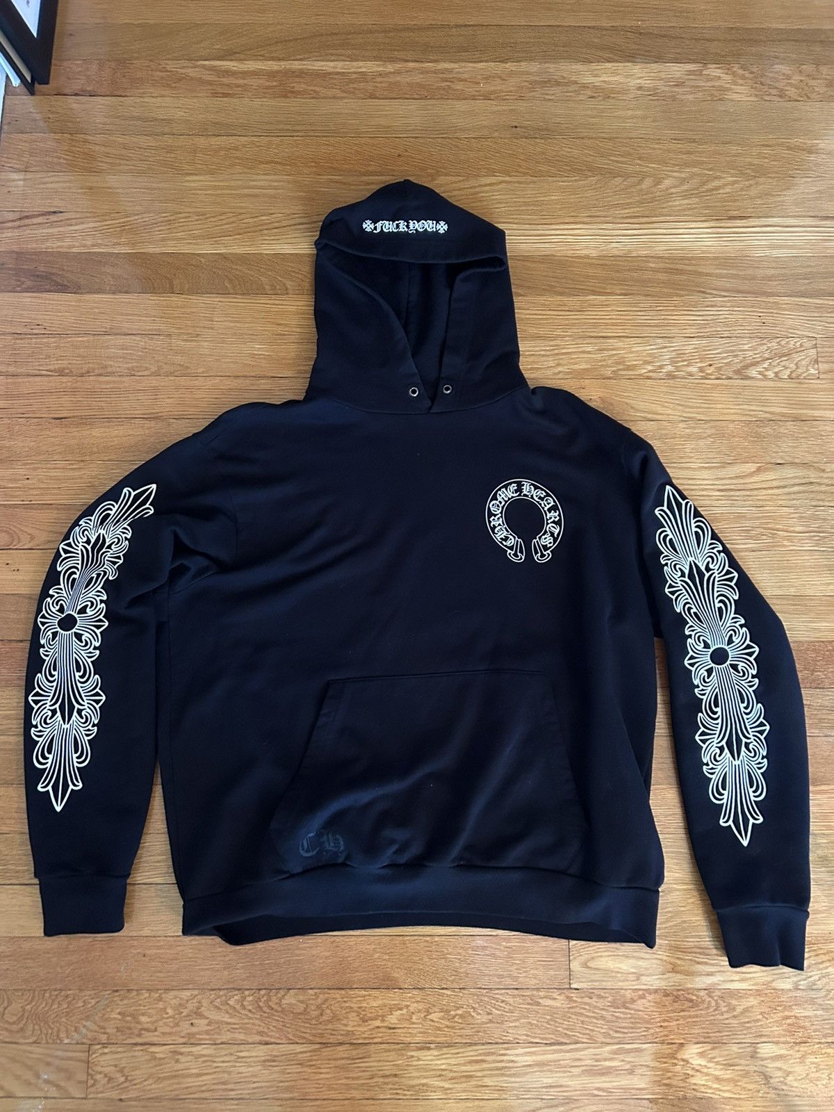 Chrome Hearts Chrome Hearts Horseshoe Scroll Classic Logo Hoodie | Grailed