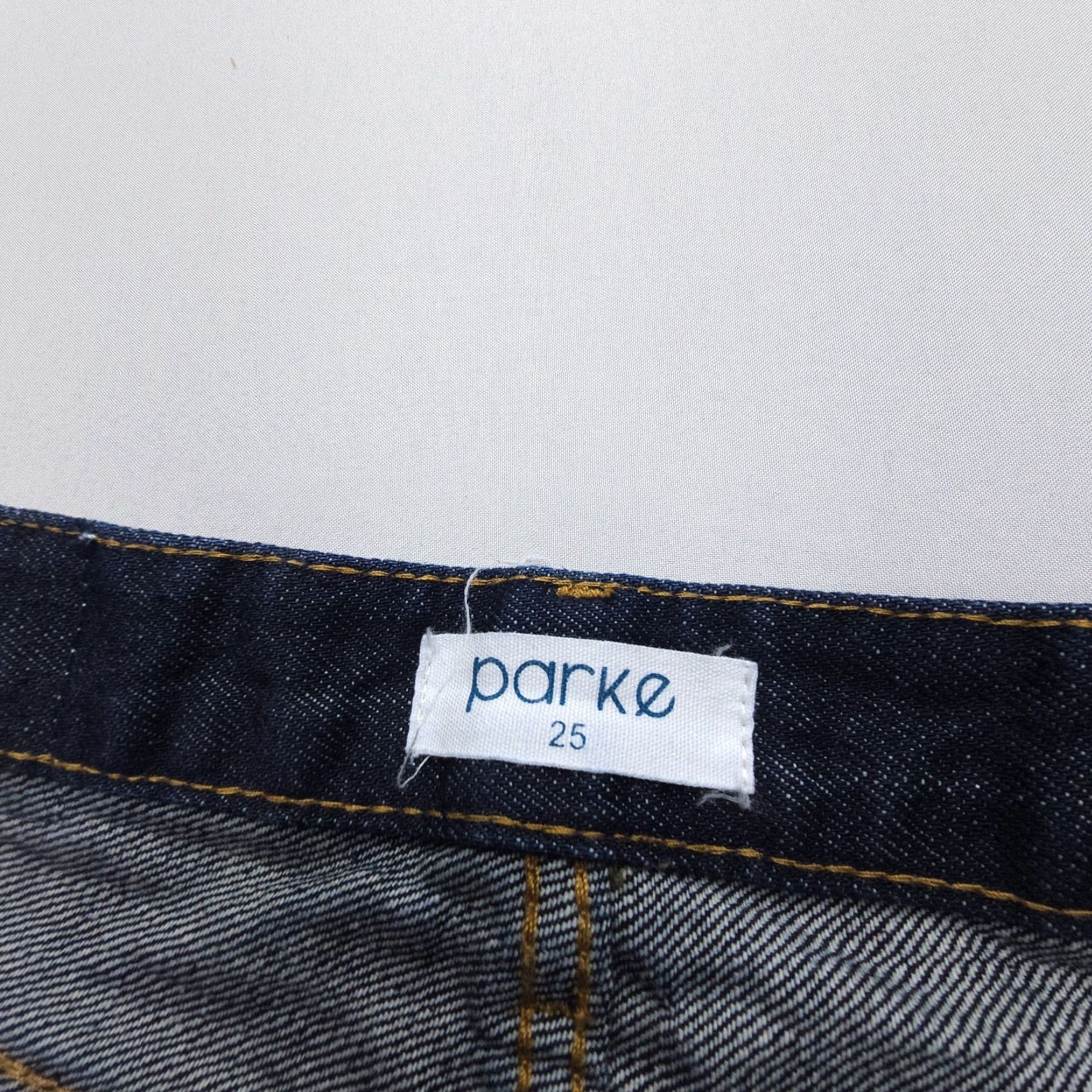 Parker Parke Jeans Womens 25 Straight High Rise Button Fly Inseam 30" Dark Wash Blue 5-Pocket Denim Cotton Regular Casual Summer Winter Size 42" / US 20 - 4 Thumbnail