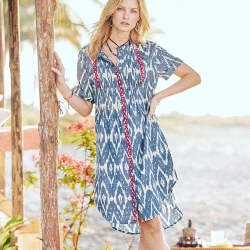 Sundry Sundance Womens Isabel Ikat Shirt Dress Size PM Embroidered Size M / US 6-8 / IT 42-44 - 1 Thumbnail