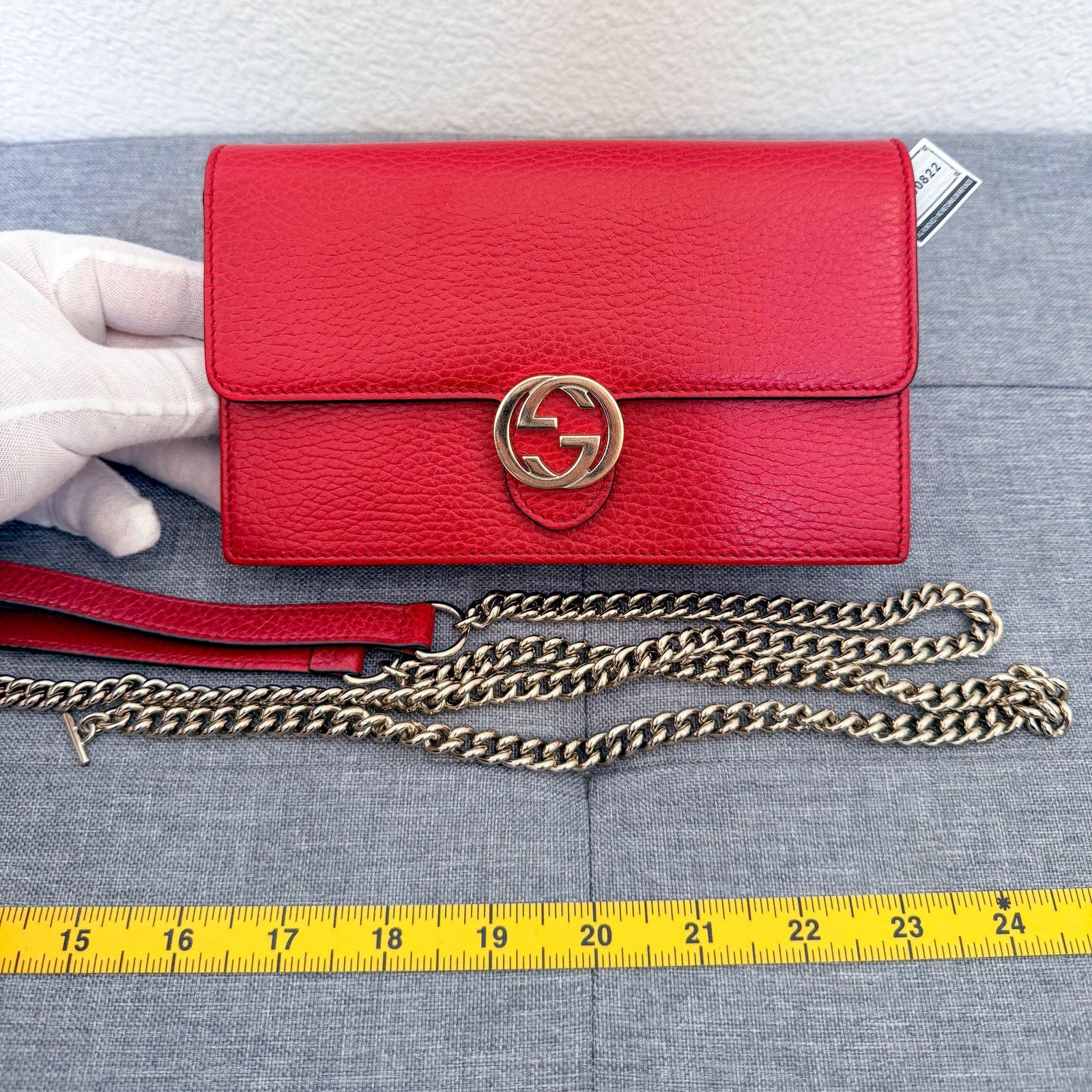 Gucci Gucci Red Leather Interlocking G Chain Bag Size ONE SIZE - 2 Thumbnail