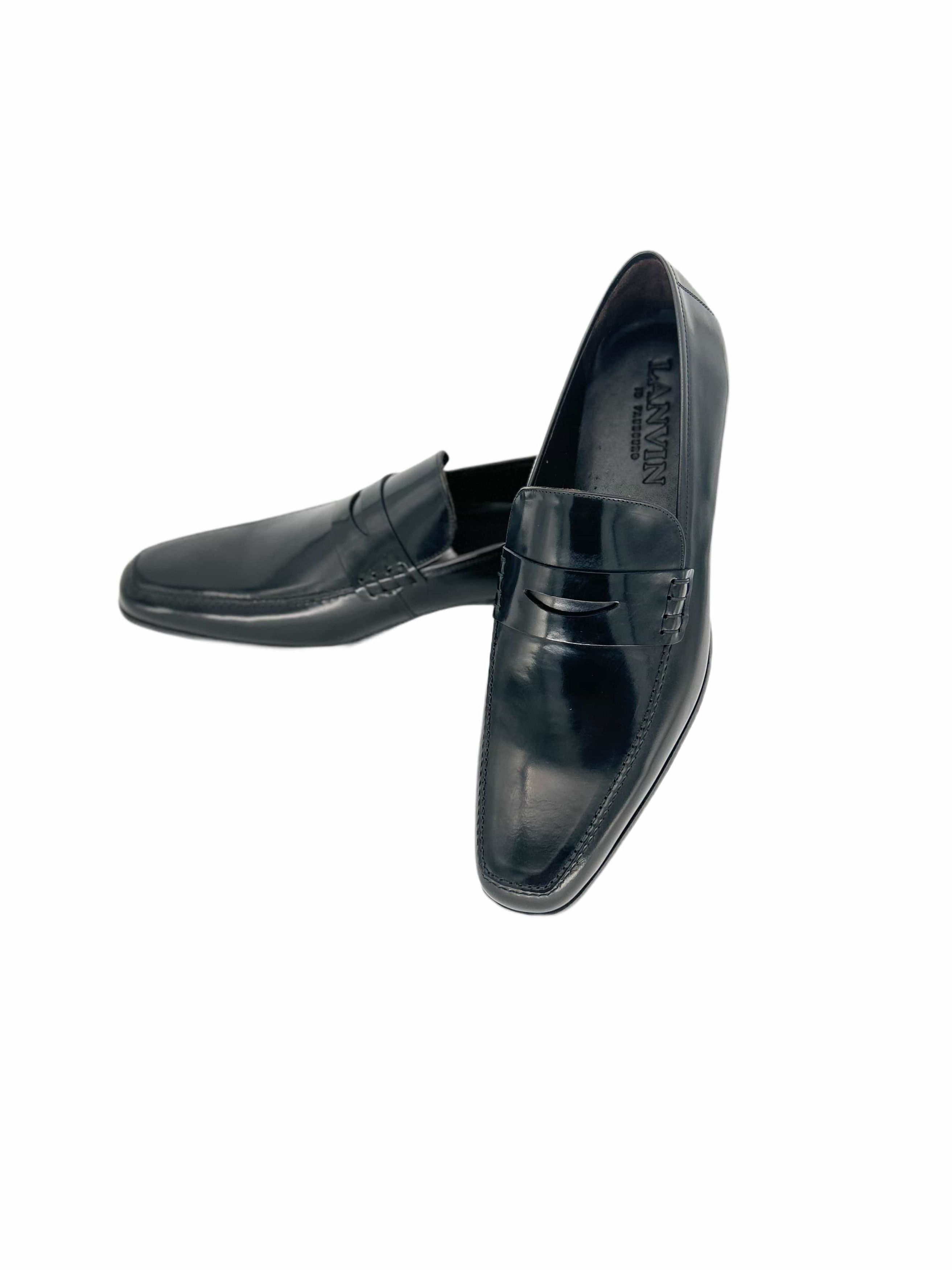 Lanvin Lanvin Black Hi-Shine Leather 'Penny' Loafer Size US 9 / EU 42 - 4 Thumbnail