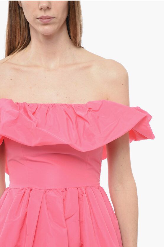 MSGM og1mm0724 Off Shoulder Mini Dress in Pink Size XS / US 0-2 / IT 36-38 - 3 Thumbnail
