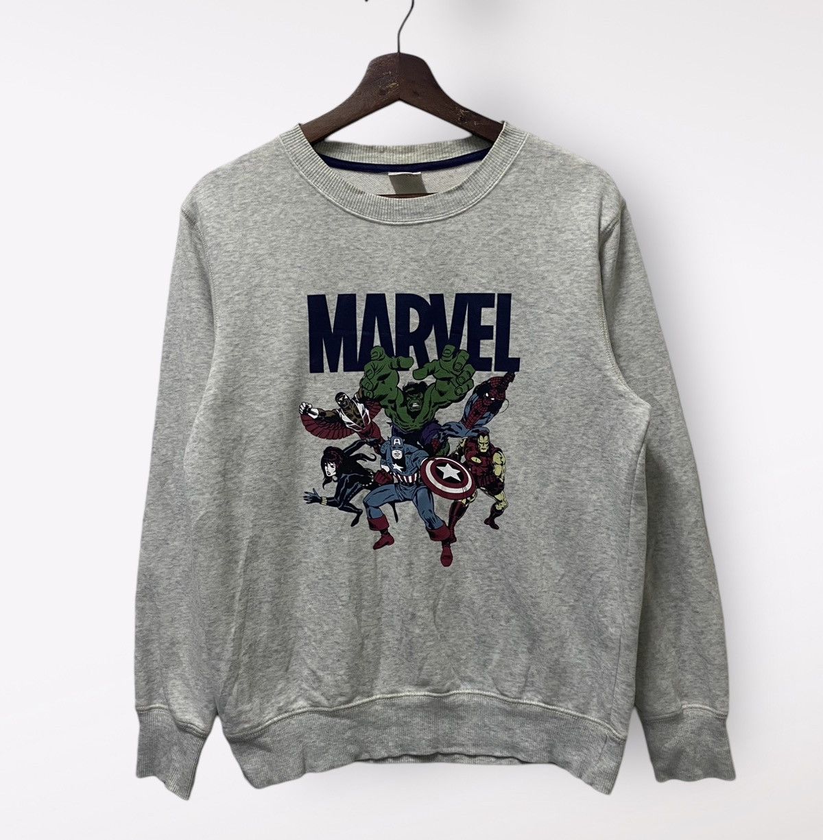 image of Gu x Marvel Comics Best Offermarvel Comics Full Carater Sweatshirt in Grey, Men's (Size Medium)