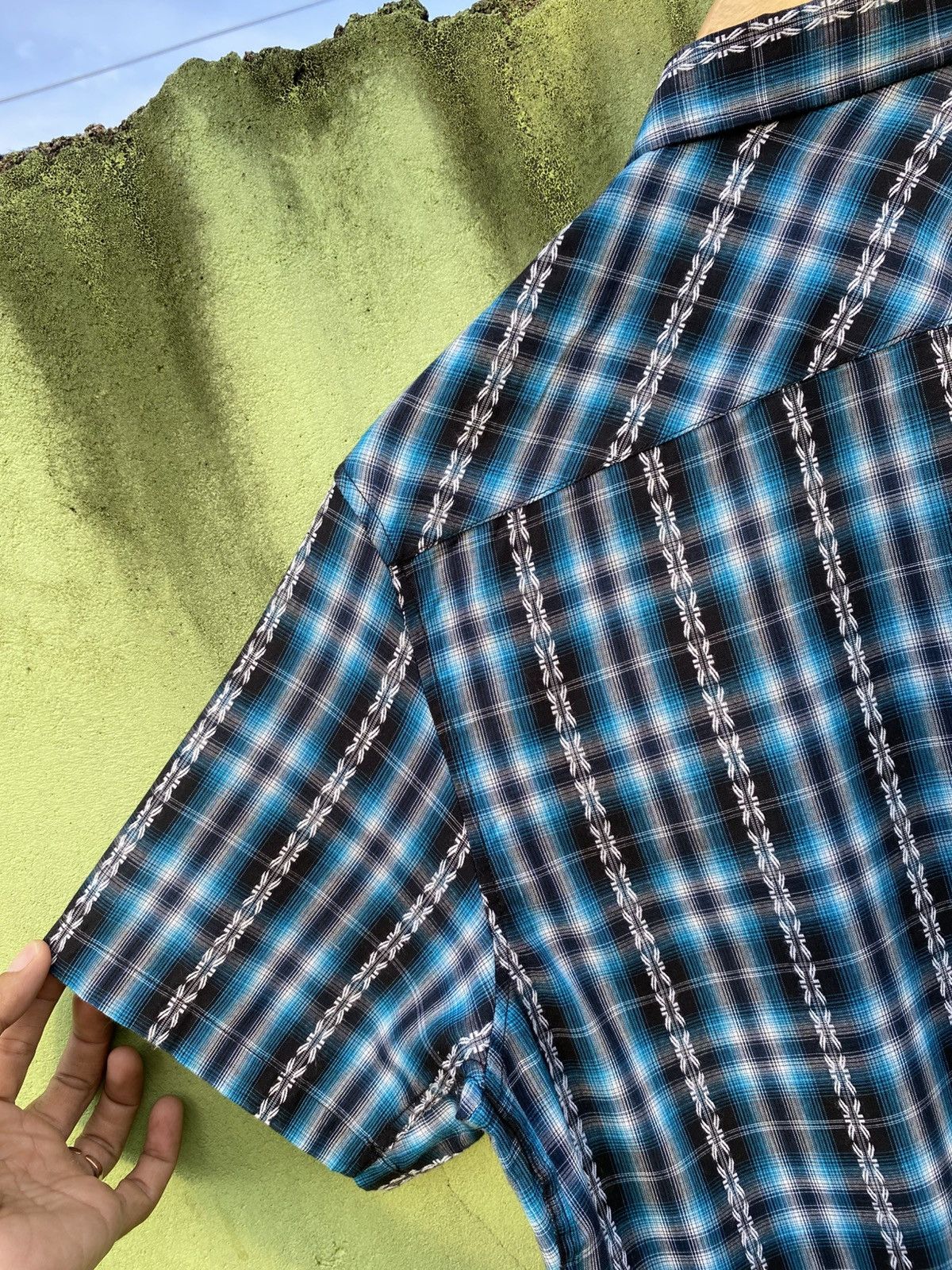 Mind Games Mind Games Vintage Mad Season Blue Plaid Short Sleeve Shirt Size US XL / EU 56 / 4 - 10 Thumbnail