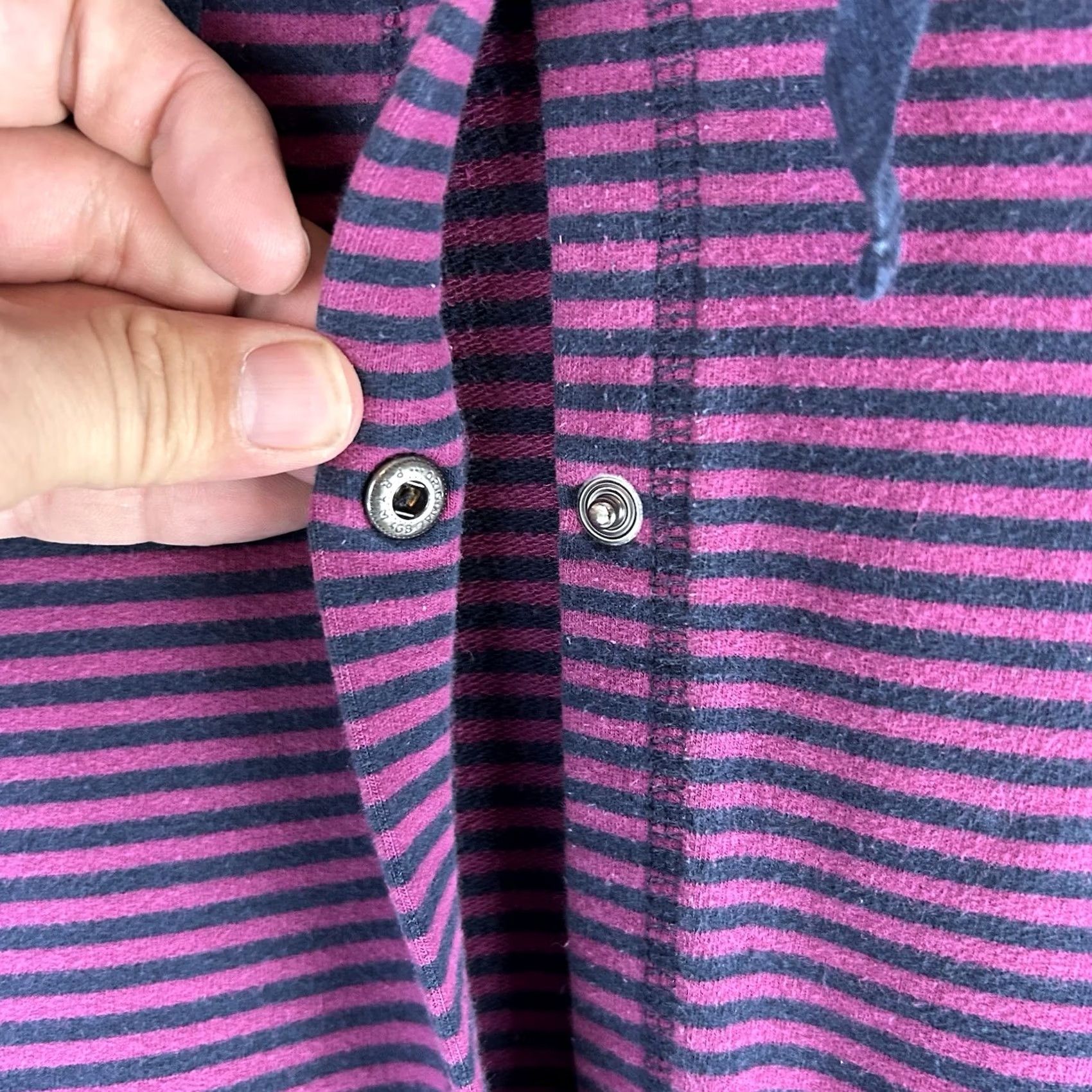 Vintage VINTAGE LL Bean Womens Jacket Hooded Striped Full Snap Front Purple Navy L Regular Size Large Womens Size L / US 10 / IT 46 - 4 Thumbnail