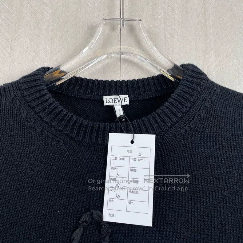 Loewe Loewe Ribbon Embroidered Logo Black Knit Sweater Size S / US 4 / IT 40 - 2 Thumbnail