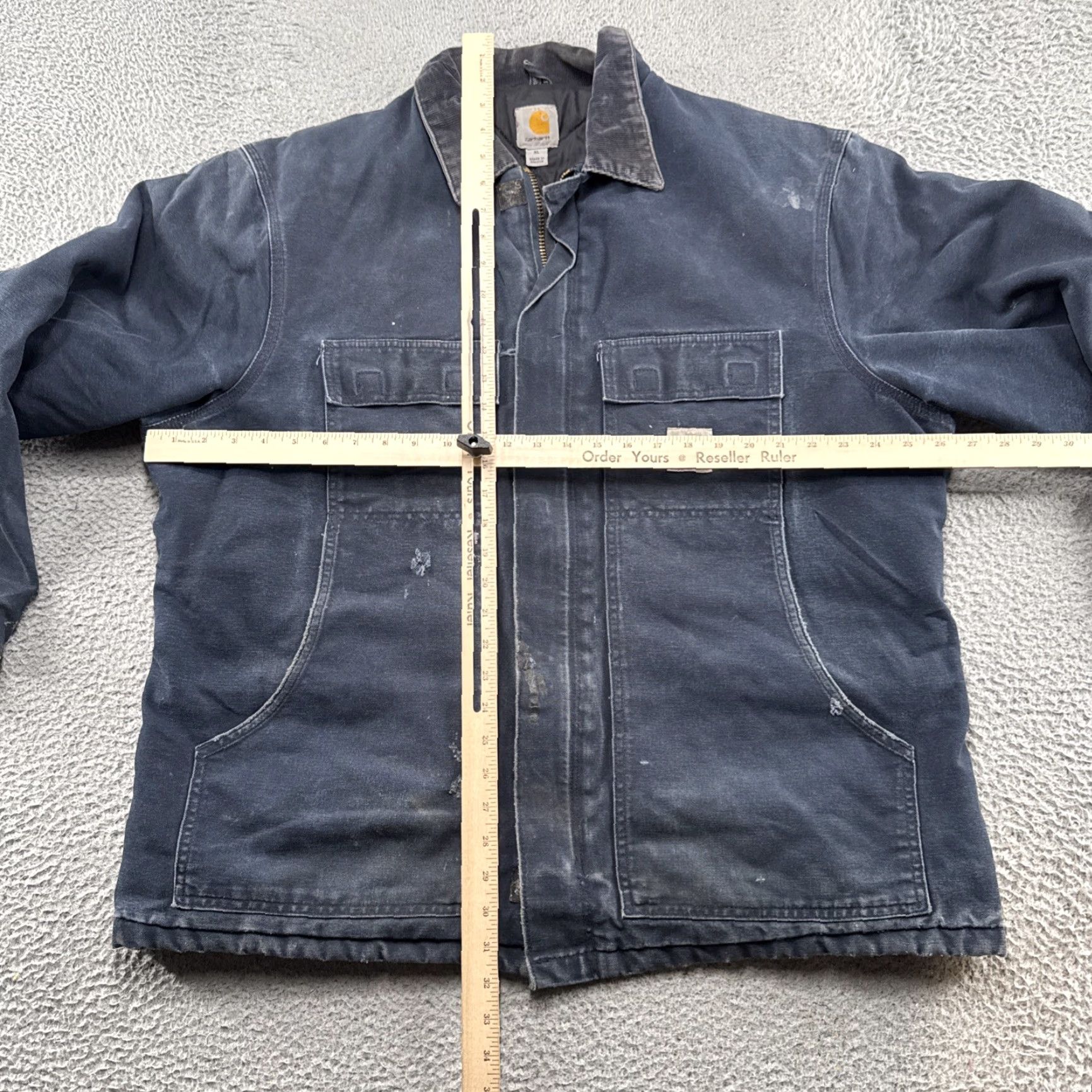 Carhartt VINTAGE Carhartt Chore Jacket Navy Blue Mens XL Distressed Grunge Canvas Logo 50s 60s Workwear Jacket Size US XL / EU 56 / 4 - 6 Thumbnail