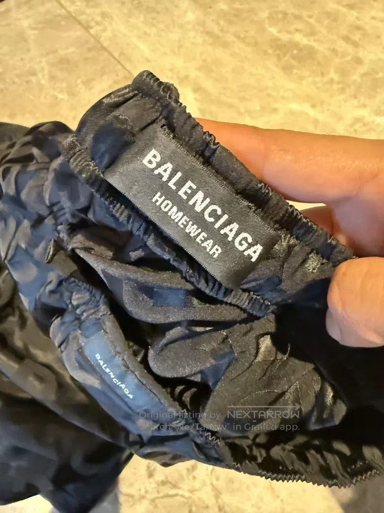 Balenciaga Balenciaga Printed Dark Pattern Logo Silk Wide Leg Trouser Size US 30 / EU 46 - 4 Thumbnail