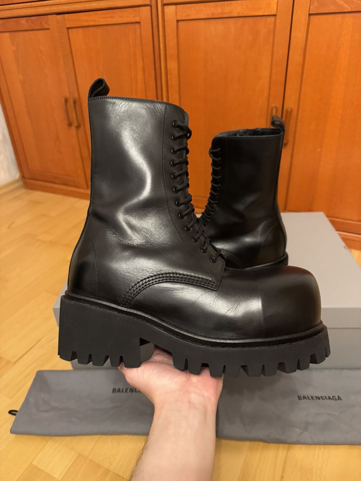 Balenciaga *NEW* Balenciaga Stomper Leather Black Boots Size US 11 / EU 44 - 3 Thumbnail