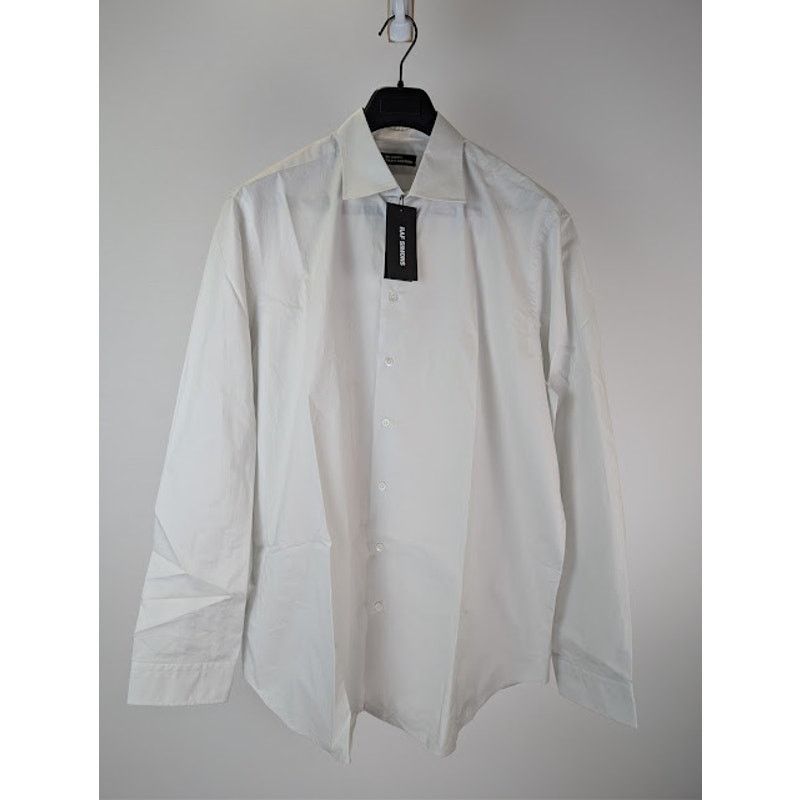 Raf Simons o1rshd1 Long Sleeve Cotton Print Back Button Up Shirt White Size US L / EU 52-54 / 3 - 3 Thumbnail