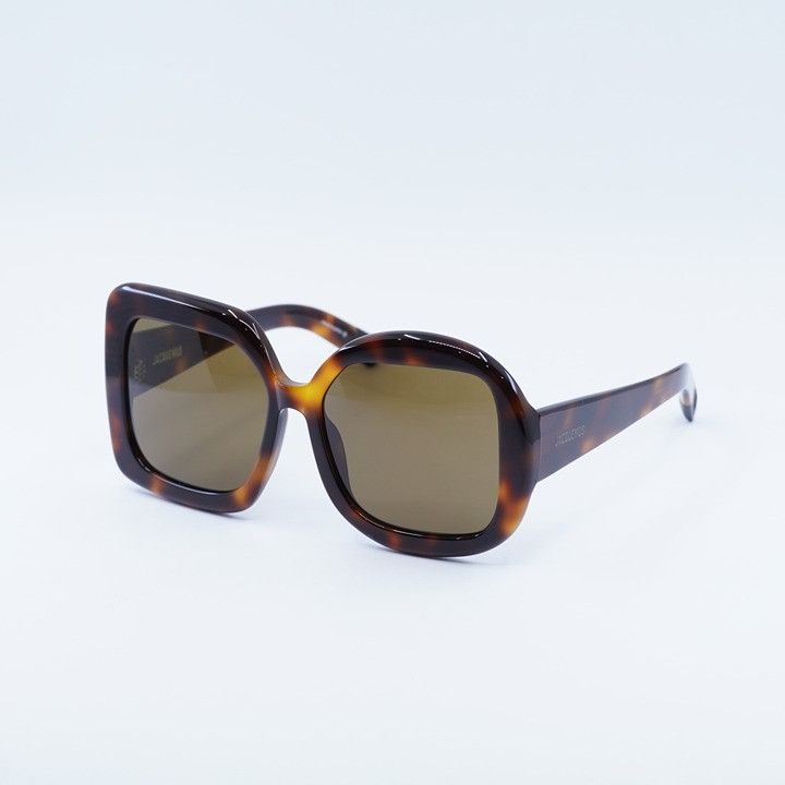 Jacquemus CARRE ROND JAC/10 C2 Sunglasses Havana Geometric Frame, Brown Lenses Jacquemus CARRE ROND JAC/10 C2 Sunglasses Havana Geometric  main image 2