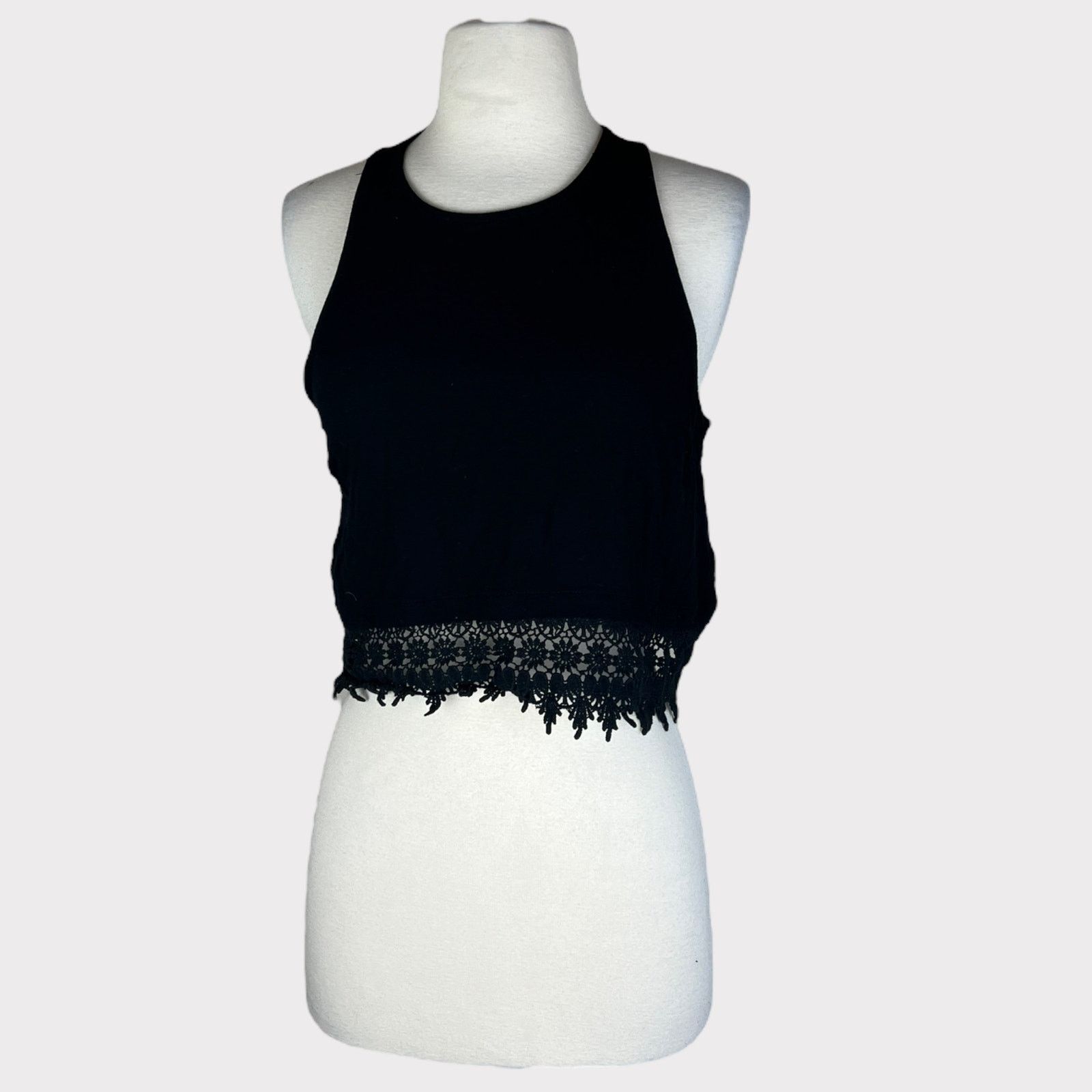 Nordstrom Lush | Black Crochet Crop Top Vintage Y2k | Medium Size M / US 6-8 / IT 42-44 - 1 Thumbnail