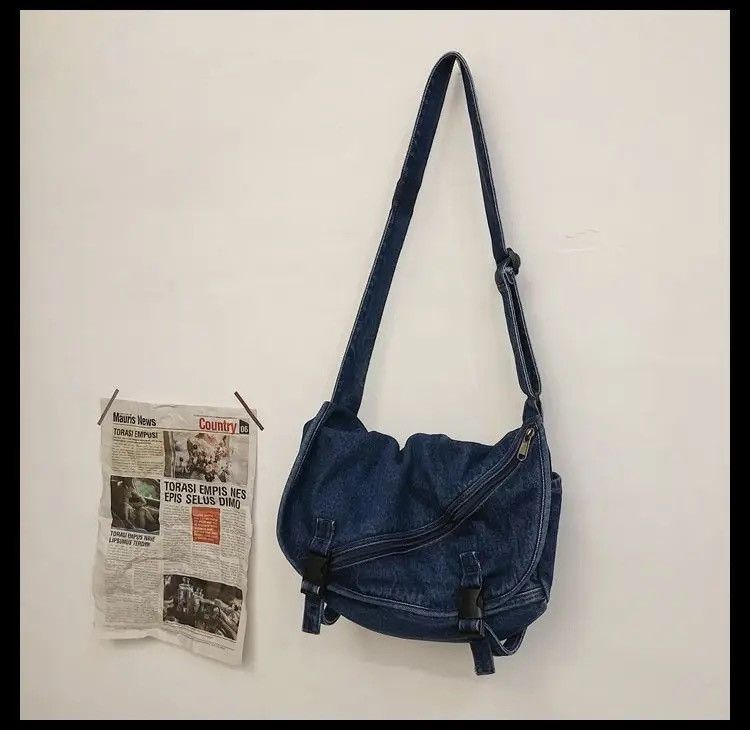 Japanese Brand Fashion denim messenger bag shoulder bag military y2k Size ONE SIZE - 5 Thumbnail