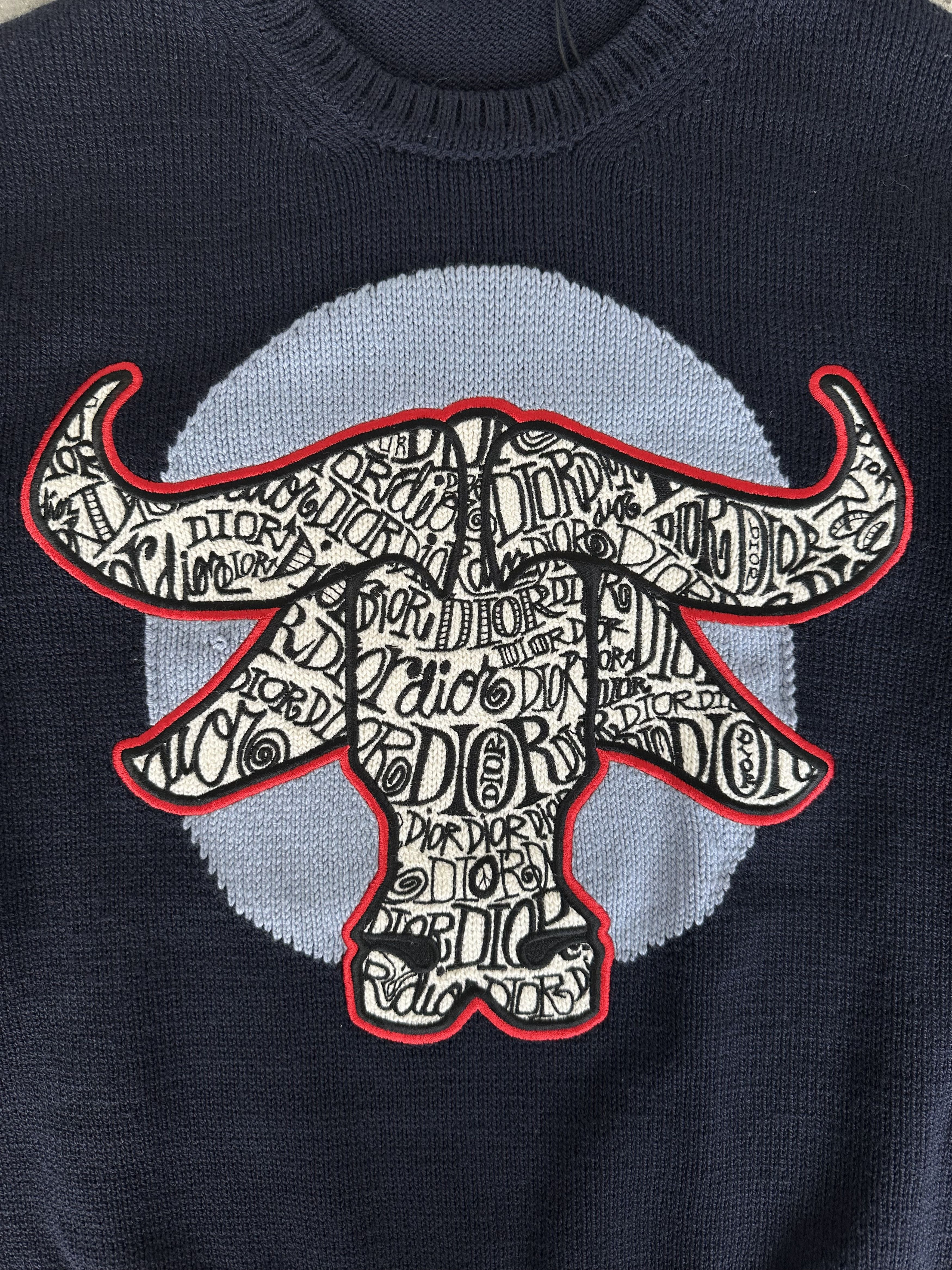 Dior × Stussy Stussy Navy Ox Knit Sweater Size US L / EU 52-54 / 3 - 3 Thumbnail