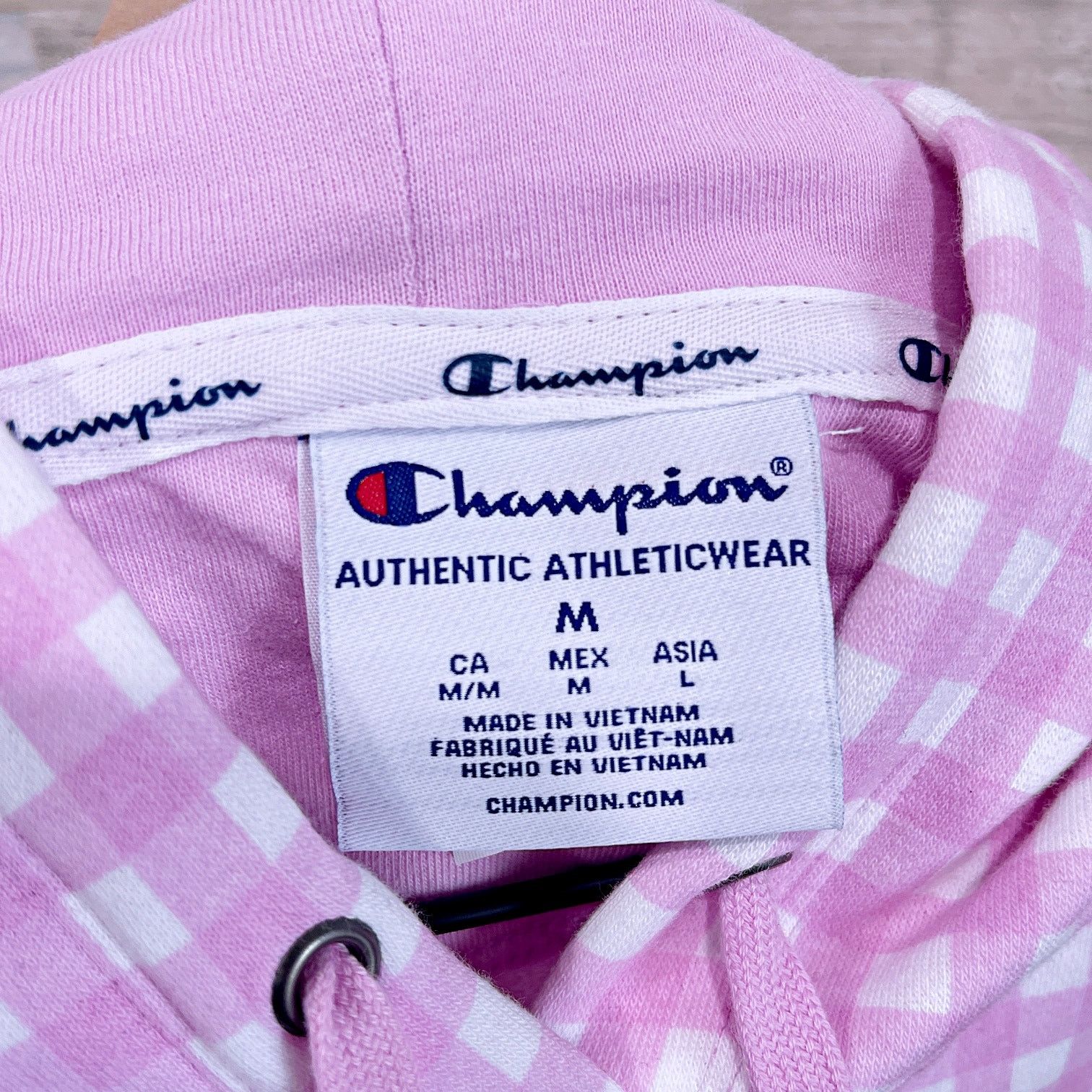 Champion Champion Campus French Terry Hoodie Pink Gingham Womens M Size M / US 6-8 / IT 42-44 - 5 Thumbnail
