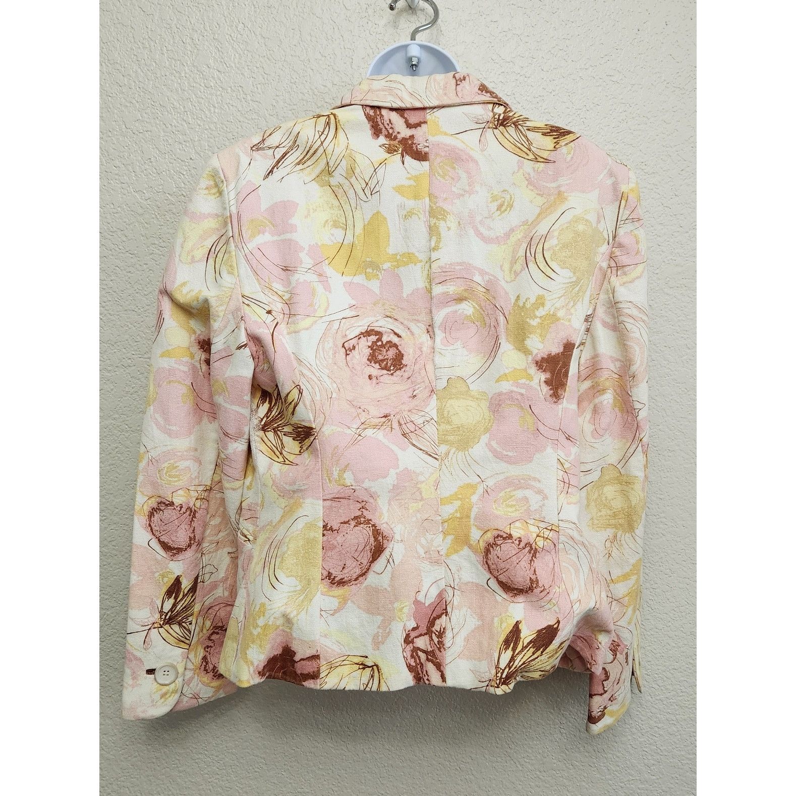 Ann Taylor Ann Taylor Pink Yellow Brown Floral Lined Blazer 12 Soft Size XL / US 12-14 / IT 48-50 - 5 Thumbnail