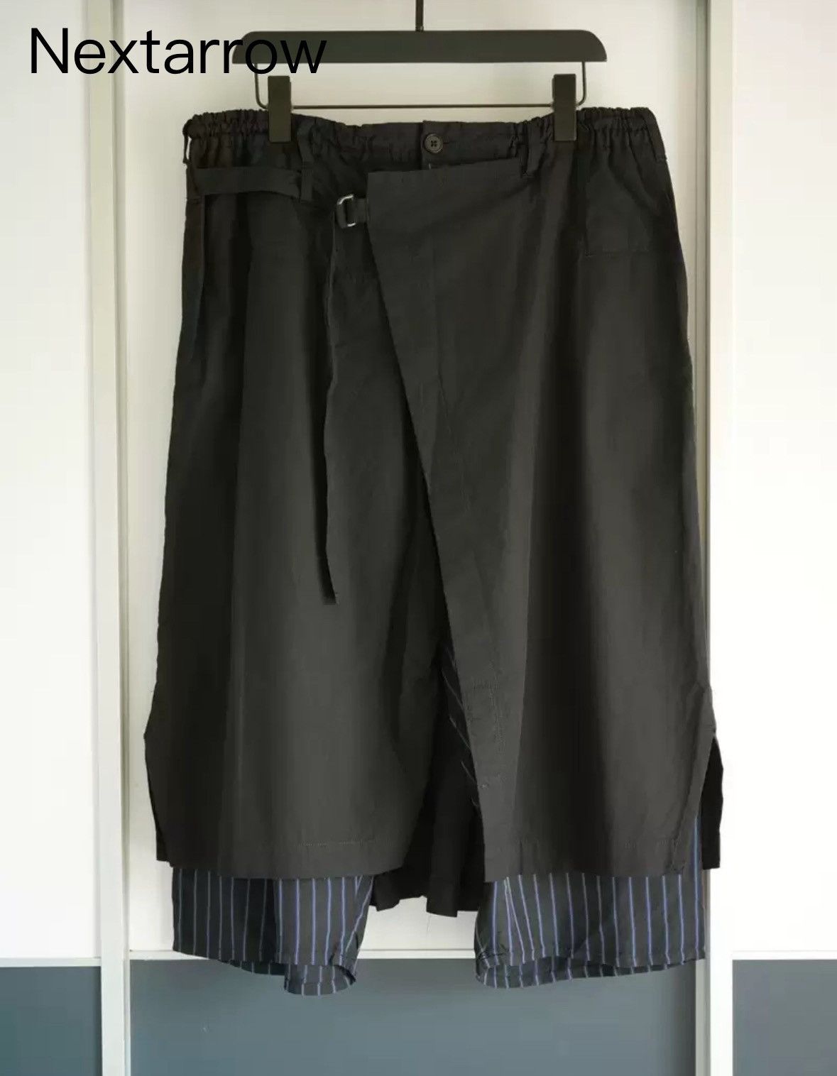 Yohji Yamamoto Yohji Yamamoto blue and black striped fabric skirt pants Size US 32 / EU 48 - 1 Thumbnail