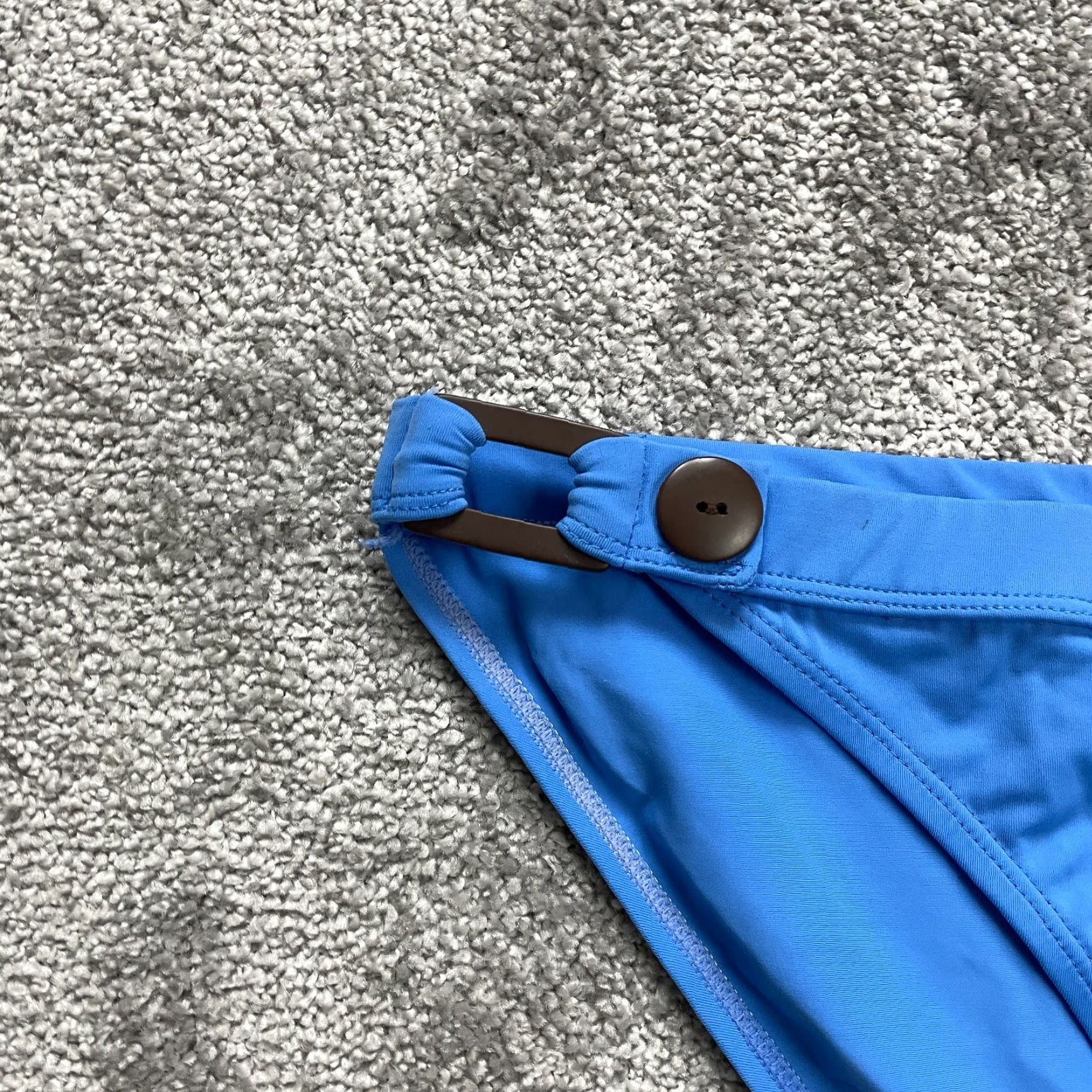 Vintage Sand N Sun Bikini Bottom Women's Medium Solid Blue Nylon with Buttons Beach Size 32" / US 10 / IT 46 - 3 Thumbnail
