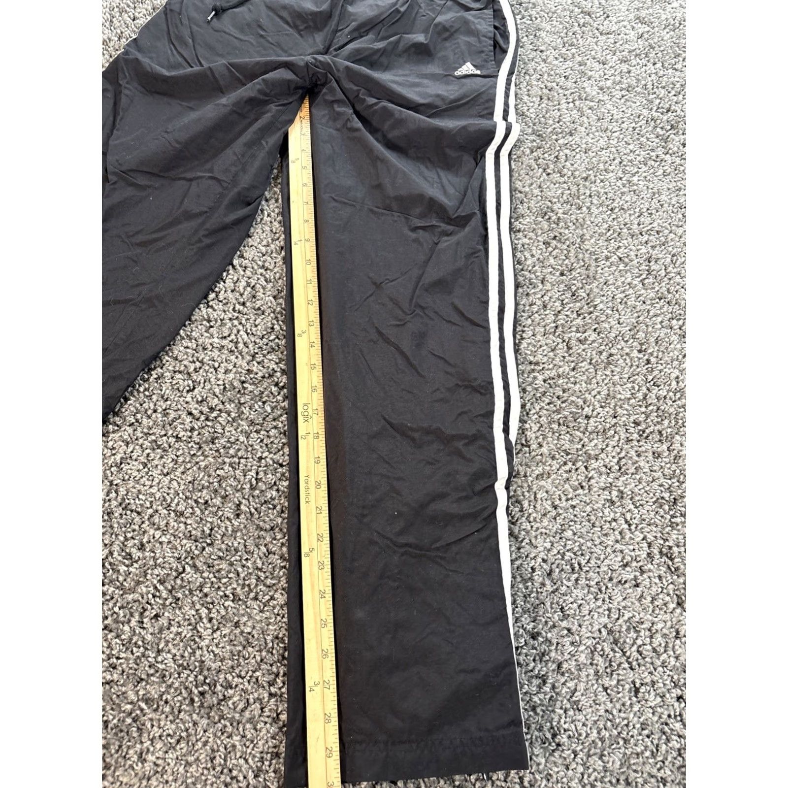 Adidas VINTAGE adidas Track Pants Mens M Black Pockets 70s Baggy Warm Ups Basketball Tightening Drawstring Size US 31 - 2 Thumbnail