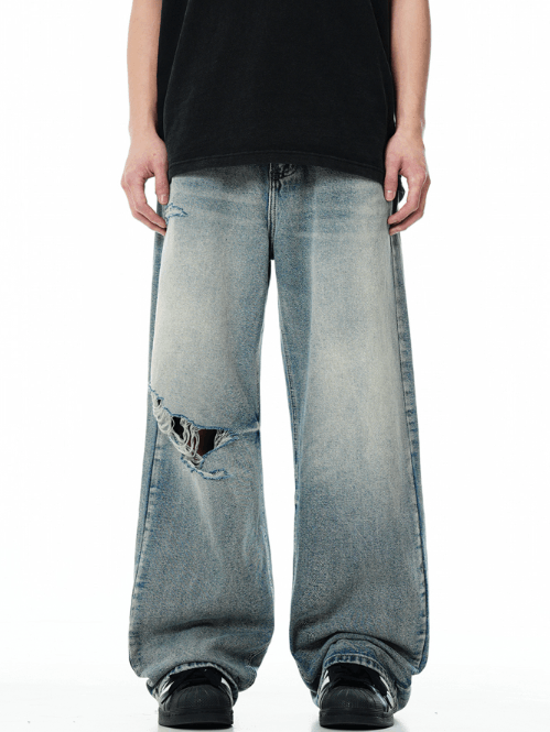 Japanese Brand × Jean Men's vintage wide-leg blue washed ripped jeans Size US 32 / EU 48 - 1 Thumbnail