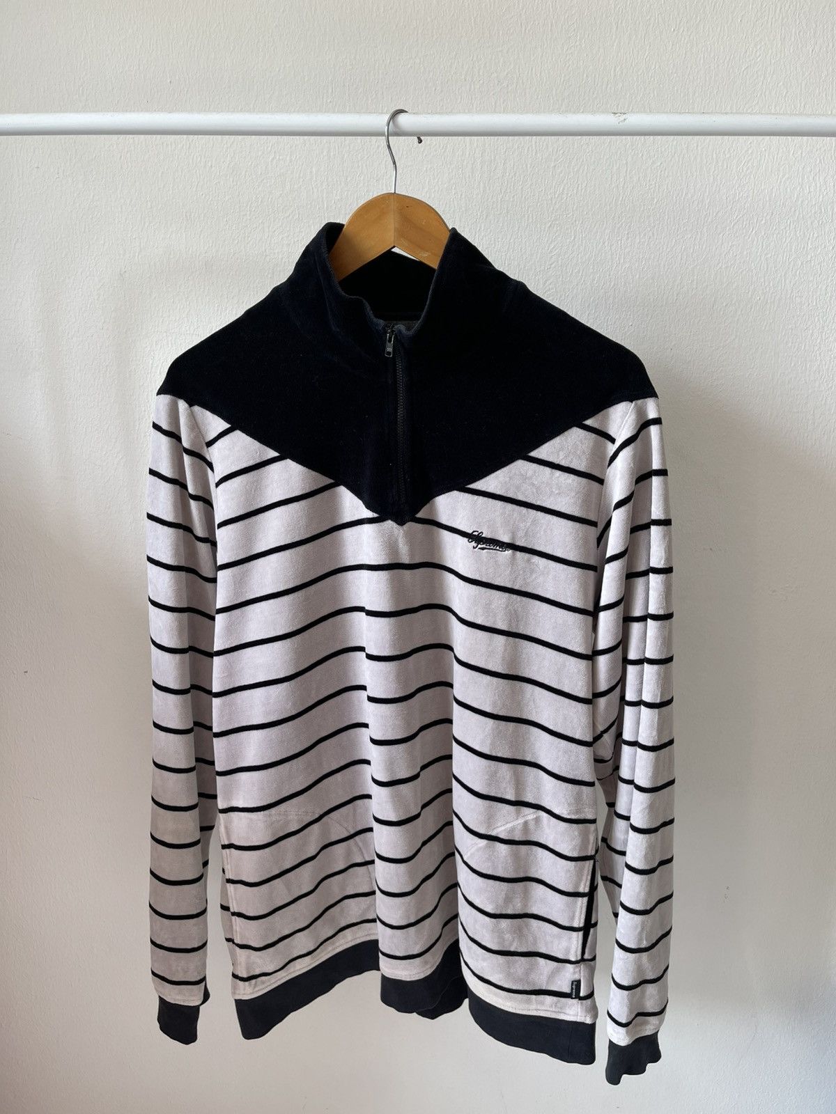 Supreme 2014 Supreme Velour Stripe Half Zipper Size US L / EU 52-54 / 3 - 2 Thumbnail