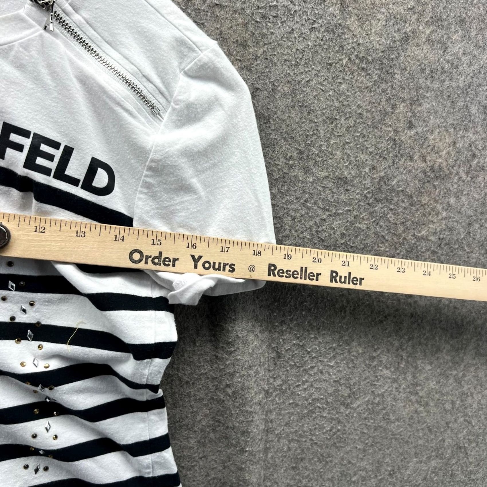 Karl Lagerfeld Karl Lagerfeld Shirt Womens XXS White Black Striped Eiffel Tower Embellished Tee Size XXS / US 00 / IT 34 - 5 Thumbnail