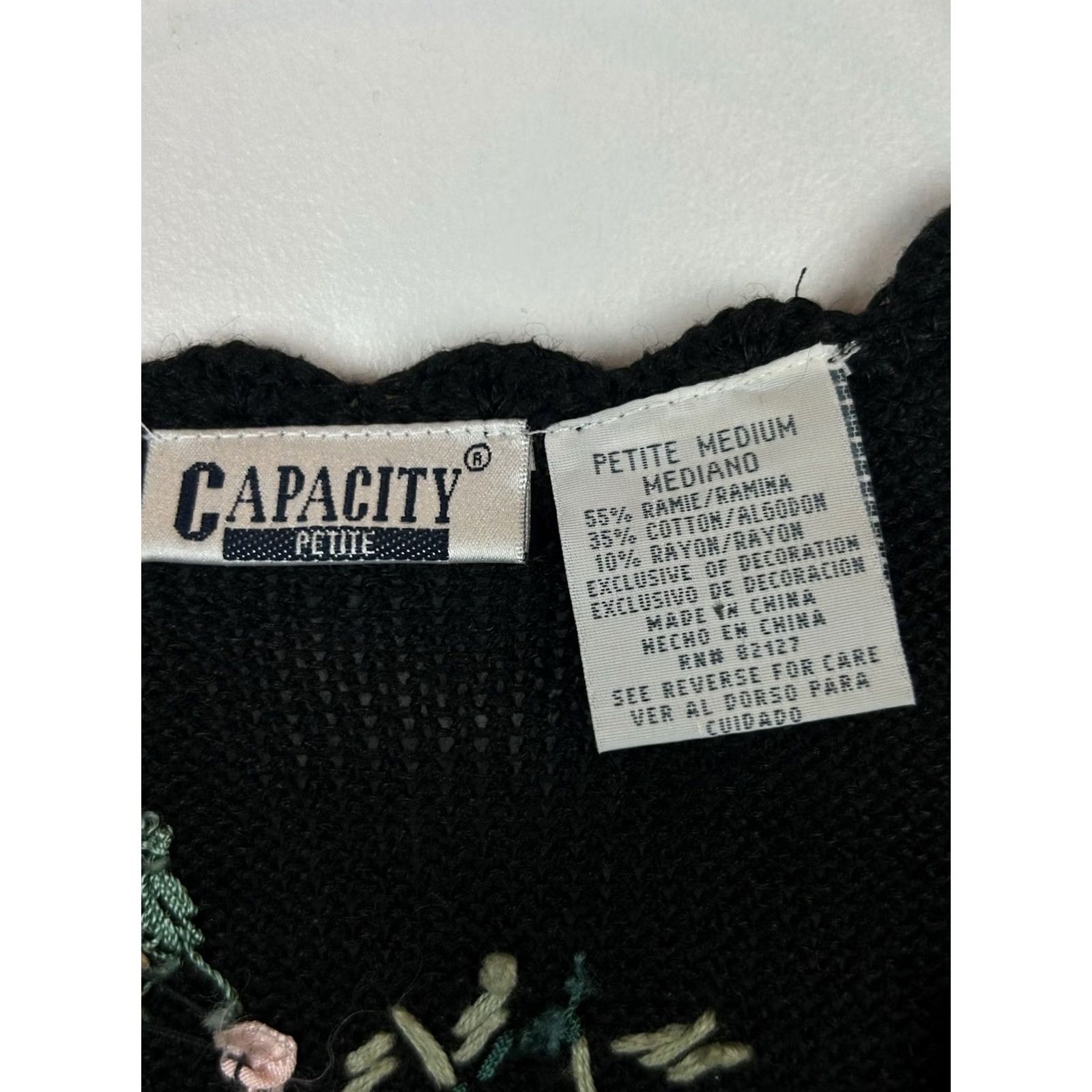 Vintage VINTAGE Capacity Embroidered Floral Knit Sweater Vest Womens M Petite Black Casual Cottage Grandma Size M / US 6-8 / IT 42-44 - 6 Thumbnail