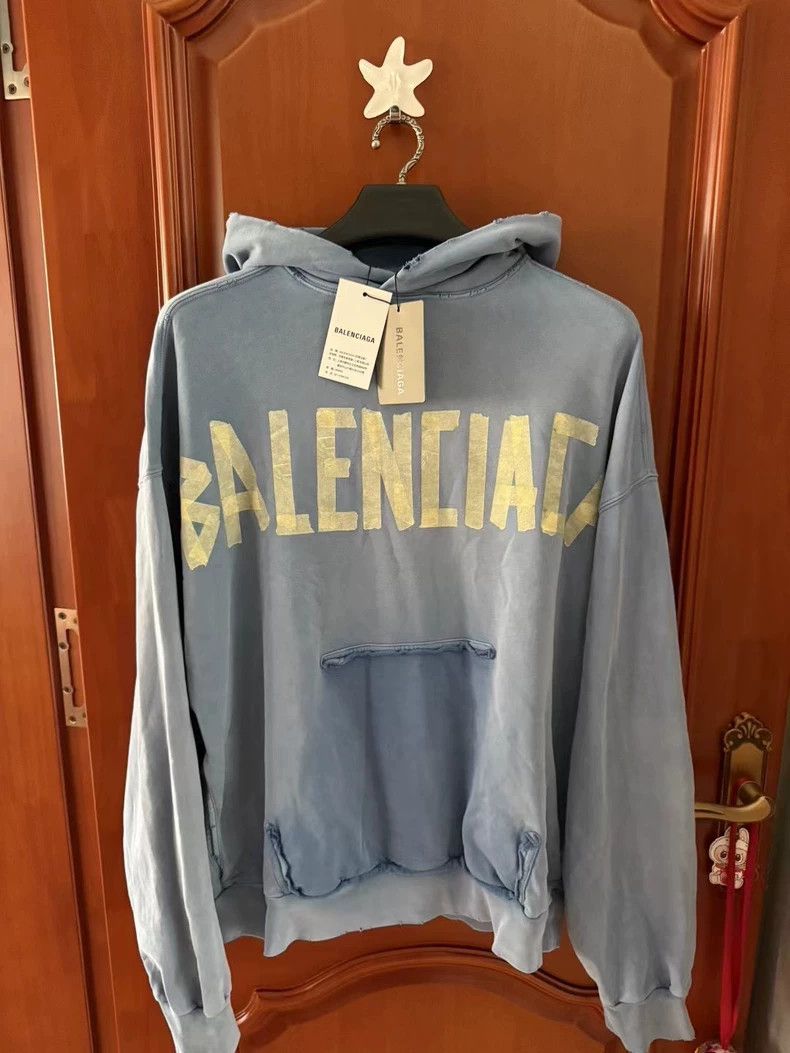 Balenciaga Balenciaga Haze Blue Tape Hoodie Size US XS / EU 42 / 0 - 1 Thumbnail