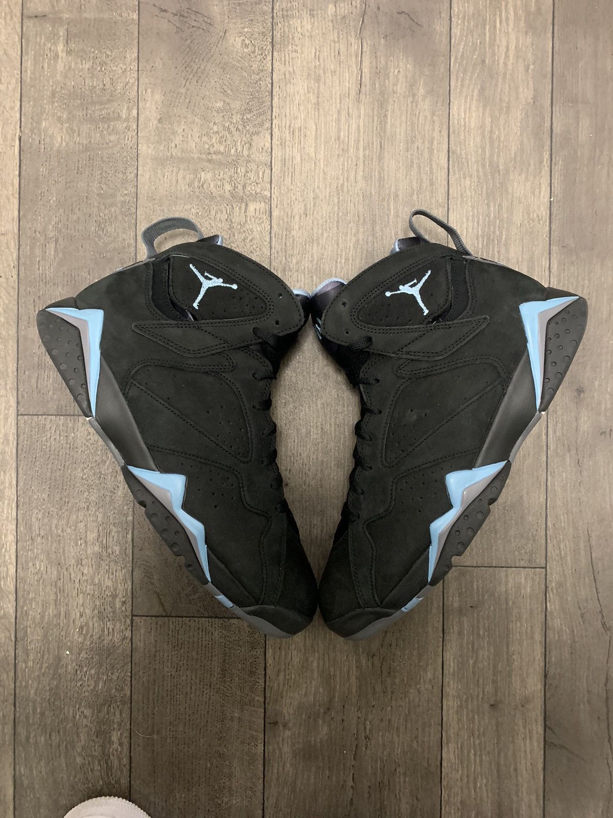 image of Jordan Brand 7 Chambray Shoes in Black Blue, Men's (Size 10)