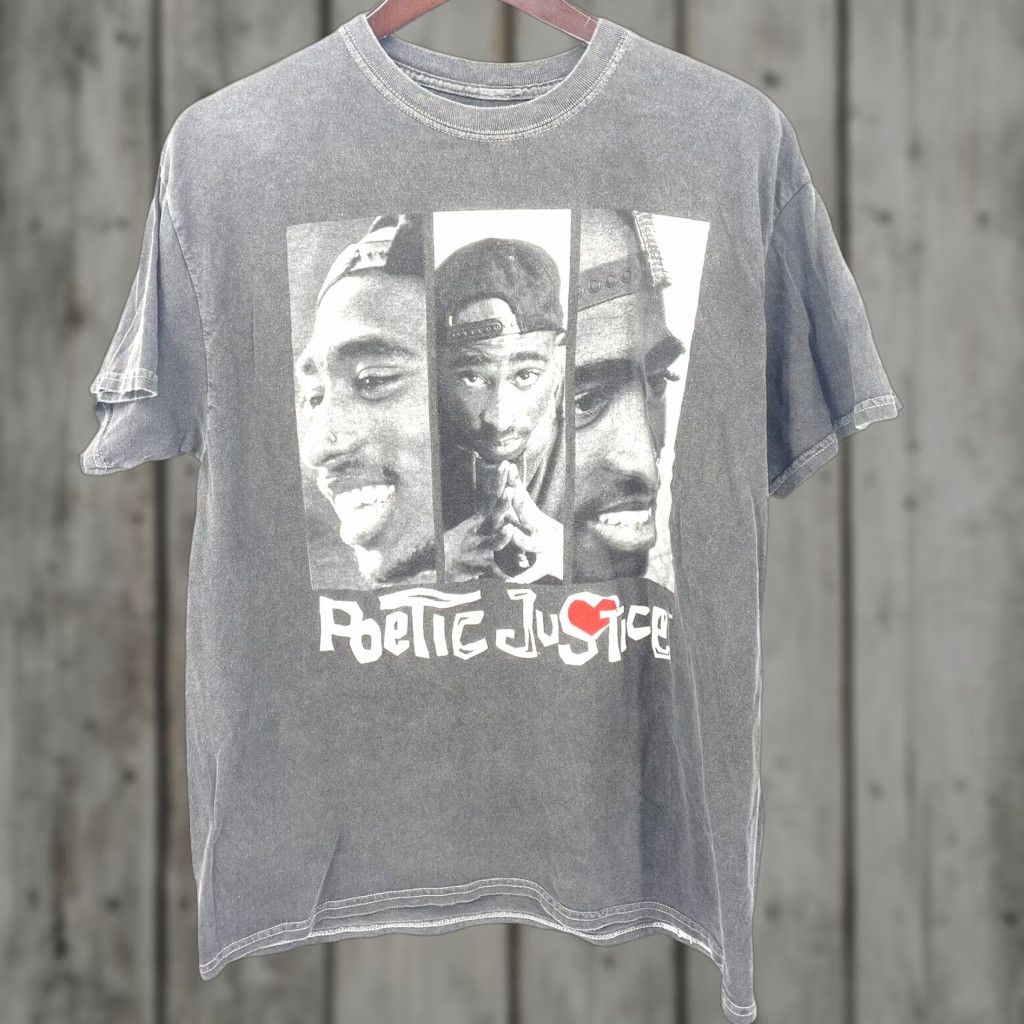 Vintage Tupac Shakur Shirt Mens M/L Gray Poetic Justice Short Sleeve Crew Neck 90s Size US L / EU 52-54 / 3 - 1 Thumbnail