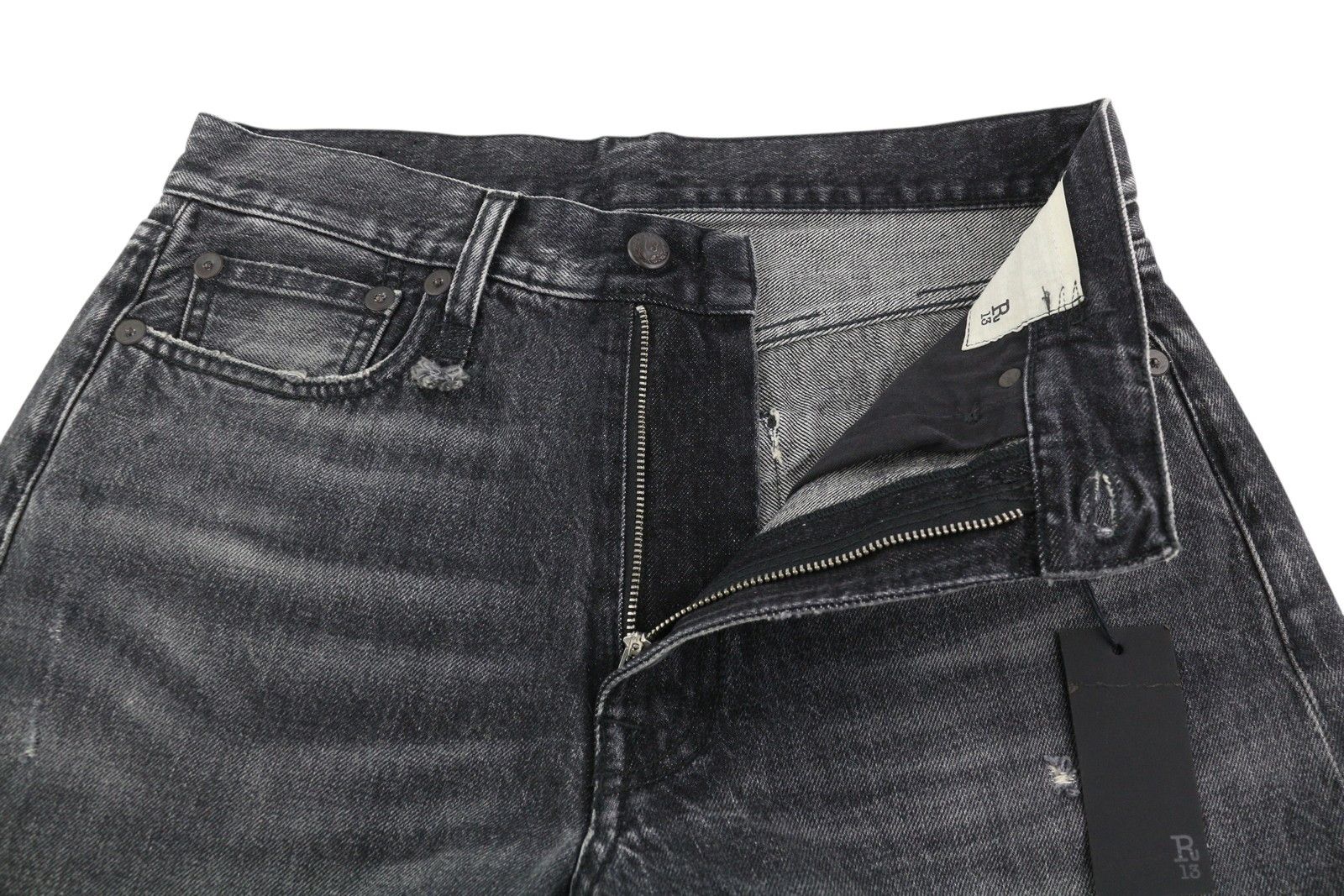 R13 BOYFRIEND 27 Distress Washed Ankle Cropped Eberit 84457 Size 27" / US 4 / IT 40 - 5 Thumbnail