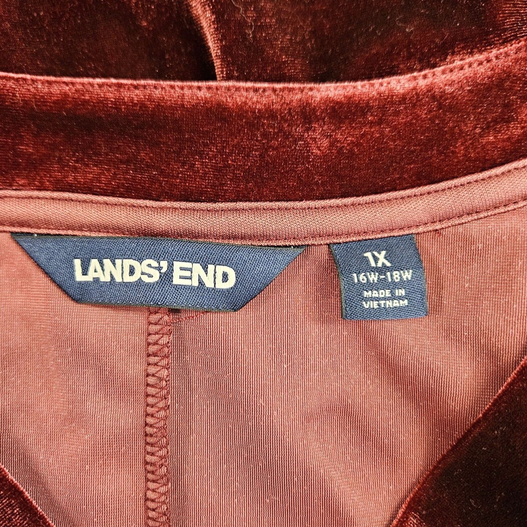 Lands' End Lands End Womens Velvet Top 1X Blouse V-Neck 3/4 Sleeve Red Size XL / US 12-14 / IT 48-50 - 6 Thumbnail