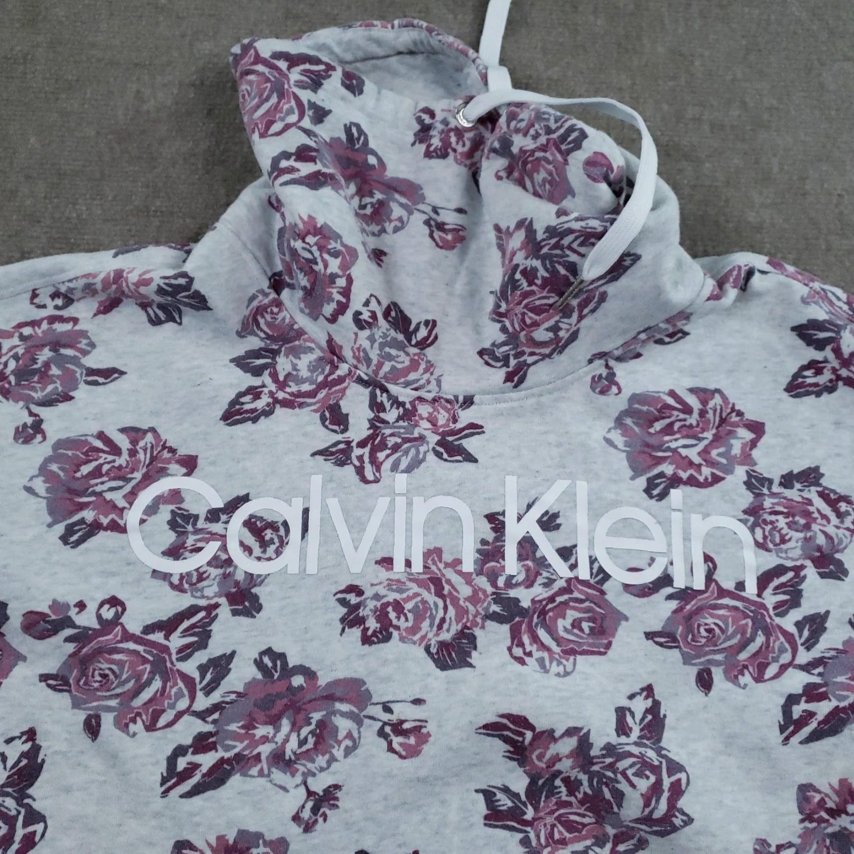 Calvin Klein Calvin Klein Sweatshirt Womens Large Gray Floral Rose Cowl Neck Logo Pullover Size L / US 10 / IT 46 - 7 Thumbnail