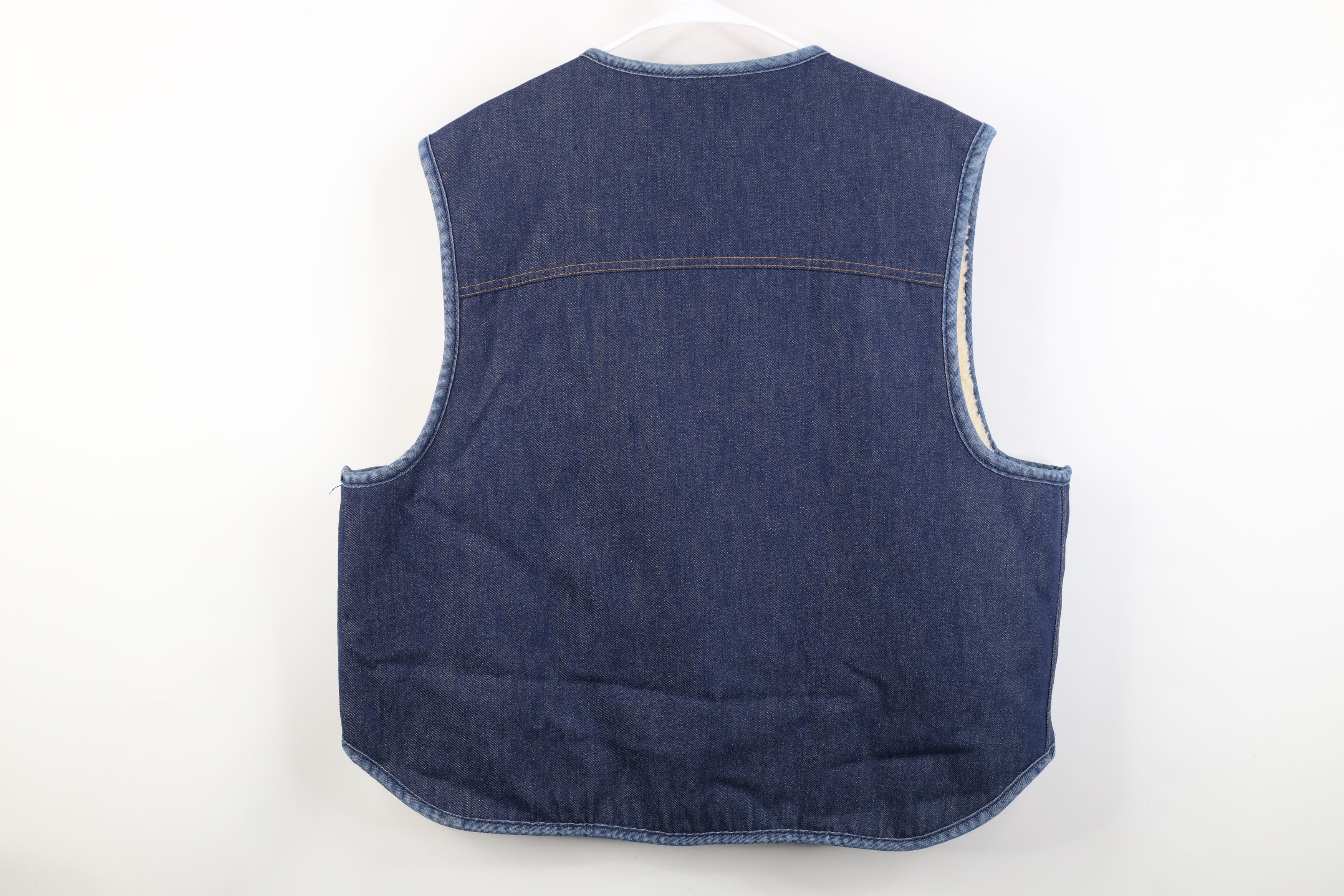 Vintage Vintage 60s 70s Streetwear Western Fleece Denim Vest Jacket Size US XXL / EU 58 / 5 - 12 Thumbnail