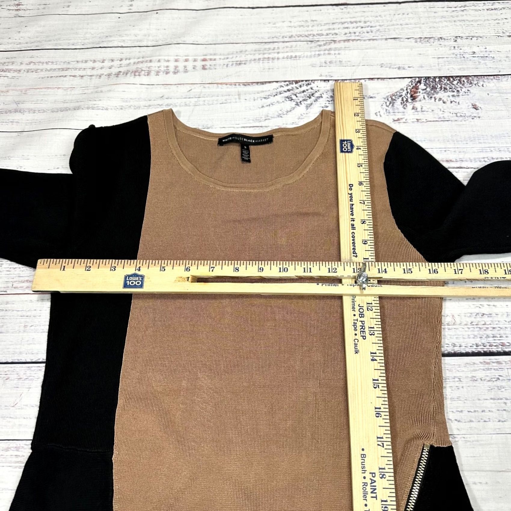 White House Black Market White House Black Market Blouse Womens Knit Top Sz S Brown Black Zip Detail Size S / US 4 / IT 40 - 3 Thumbnail