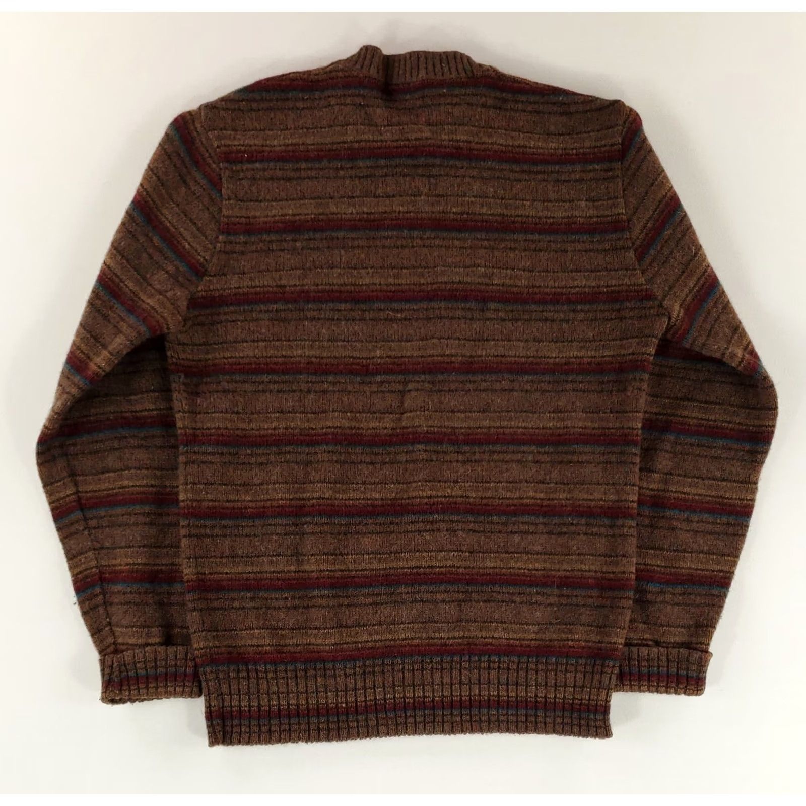 Vintage VINTAGE Robert Bruce Sweater Striped Brown Wool Blend Made USA Mens L Size US L / EU 52-54 / 3 - 3 Thumbnail