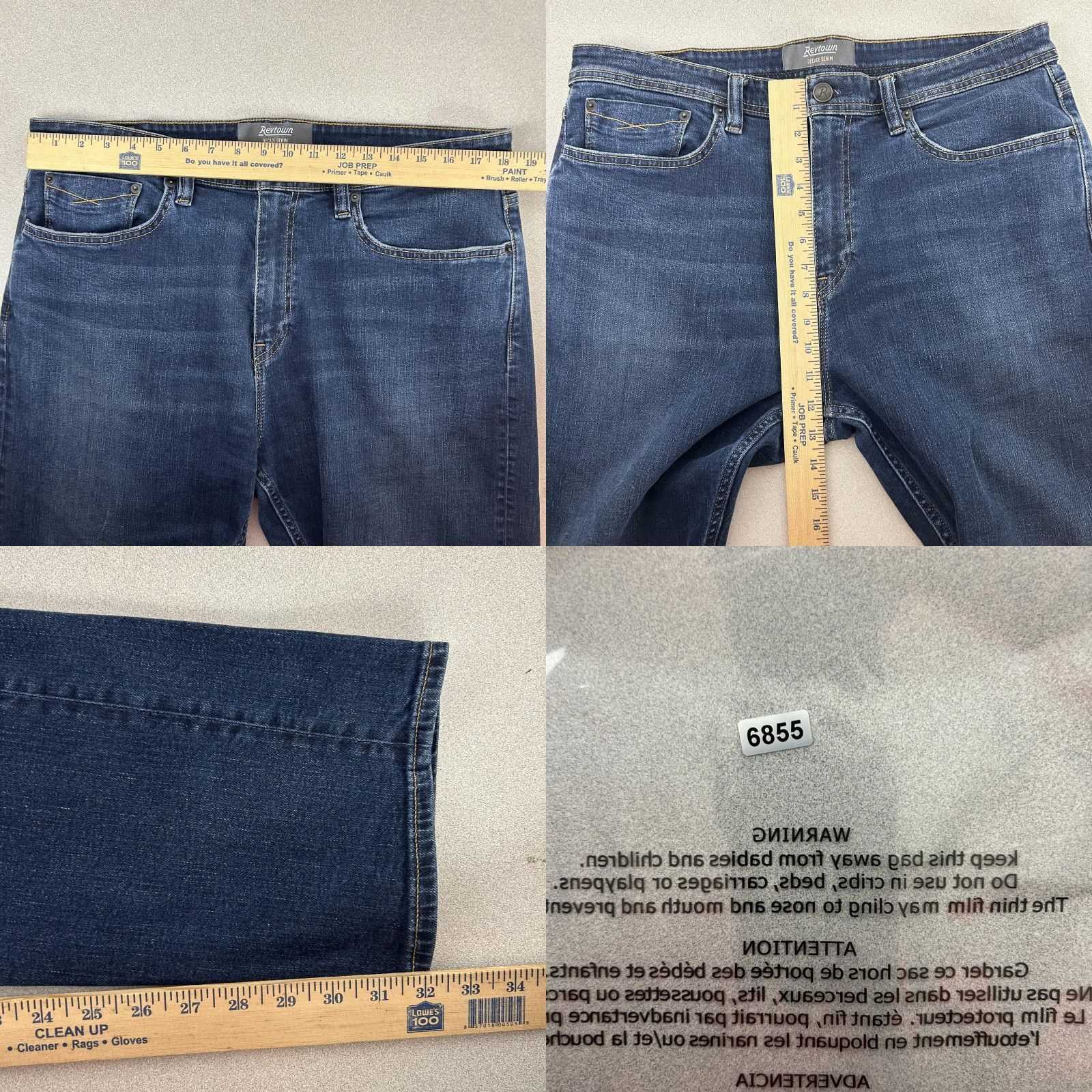 Denime Revtown Decade Denim Sharp Jeans Mens 36x32 Blue Straight Stretch 5-Pocket Size US 36 / EU 52 - 9 Thumbnail