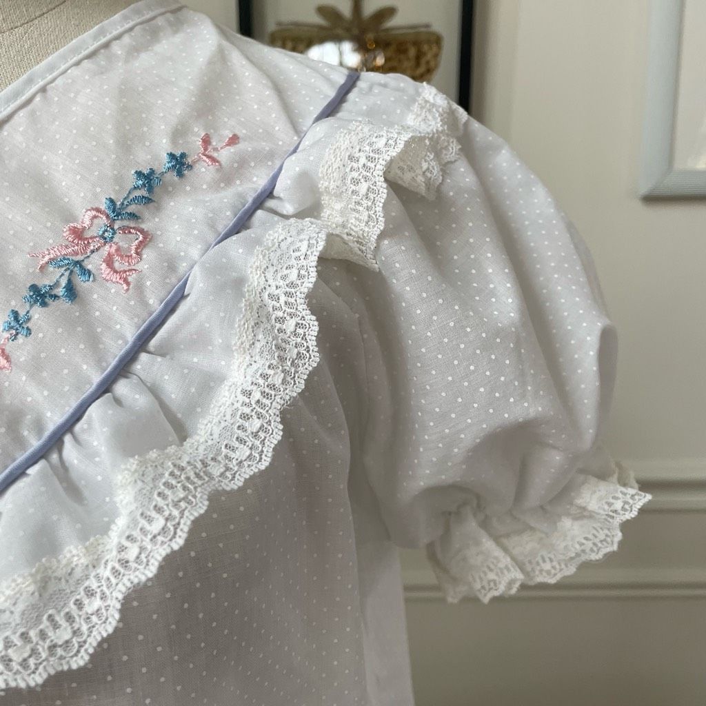 Vintage Vintage 70s Glencraft Nightgown Union Label White Swiss Dot Size ONE SIZE - 3 Thumbnail