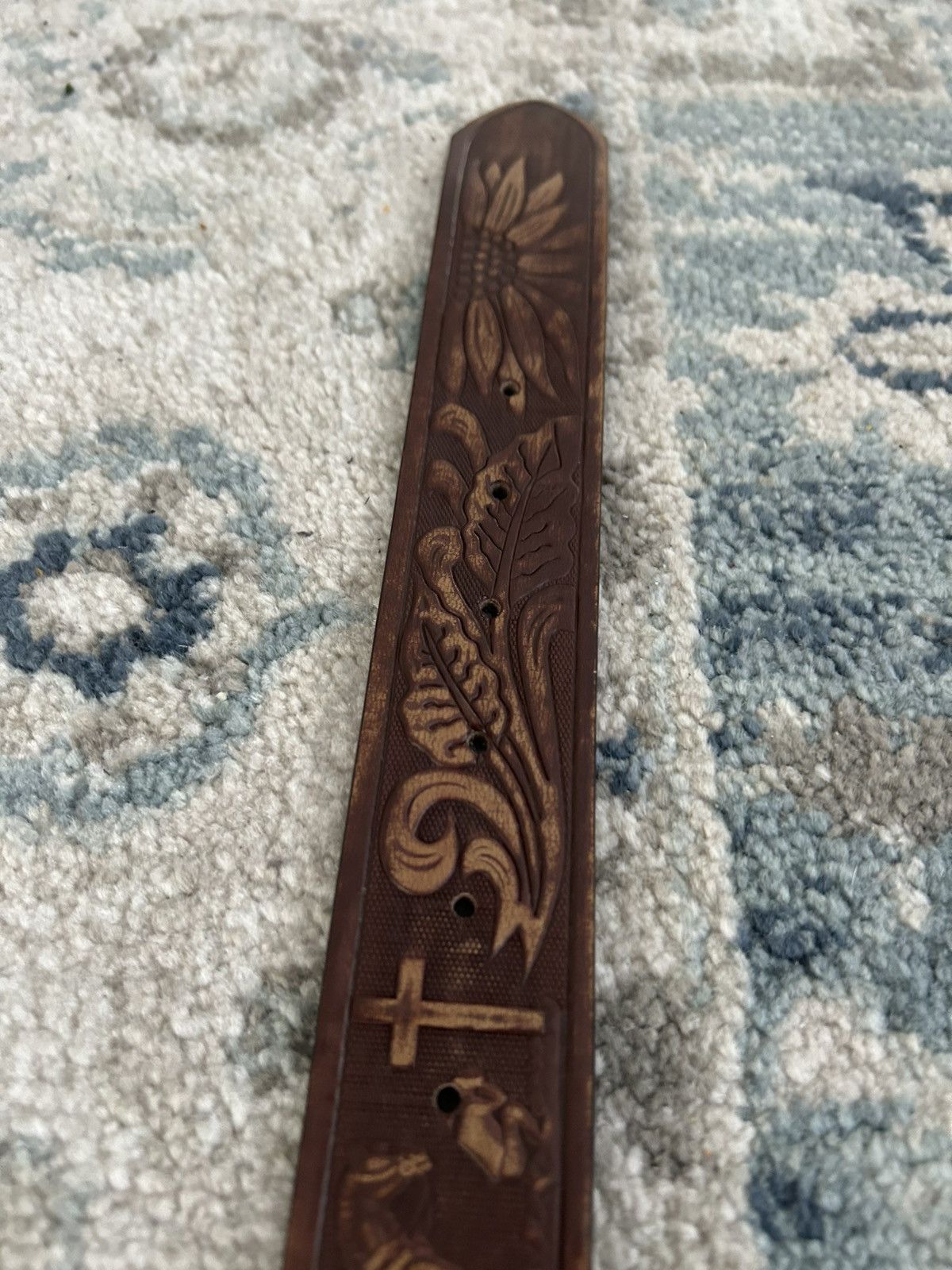 Other Vintage Crusader Knight Tooled Leather Belt Size 34 - 5 Thumbnail