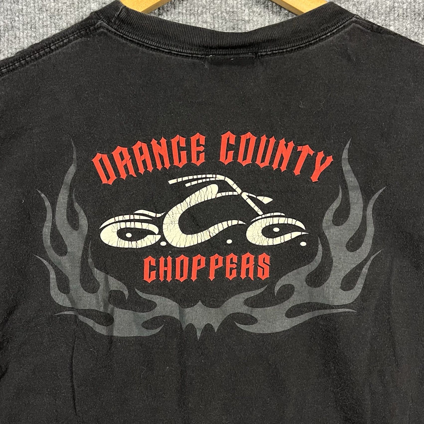 Logo 7 VINTAGE Choppers Brand Orange County T-Shirt Men Large Black Logo Flame Biker 90s Size US L / EU 52-54 / 3 - 2 Thumbnail