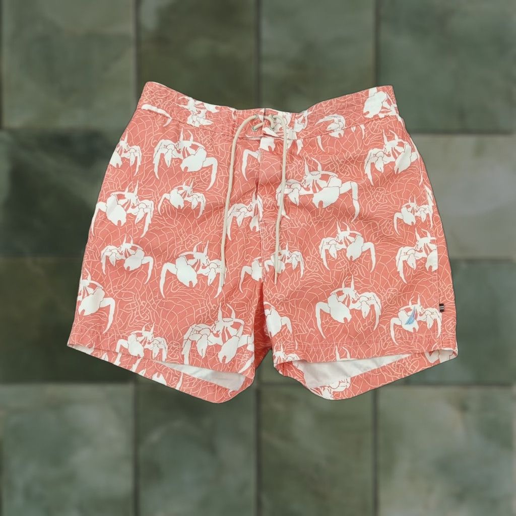 Nautica Nautica Mens Board Shorts Large Orange Elastic Waist Lined Pockets Polyester Surfing Recreational Mens Size US 33 - 1 Thumbnail