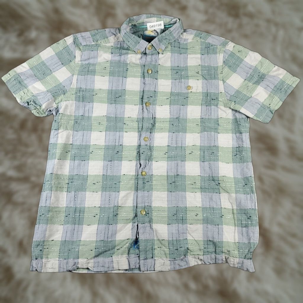 Tommy Bahama Tommy Bahama Shirt Mens Large Green Blue Plaid Cotton Silk Button Short Sleeve Casual Luxury Size US L / EU 52-54 / 3 - 1 Thumbnail
