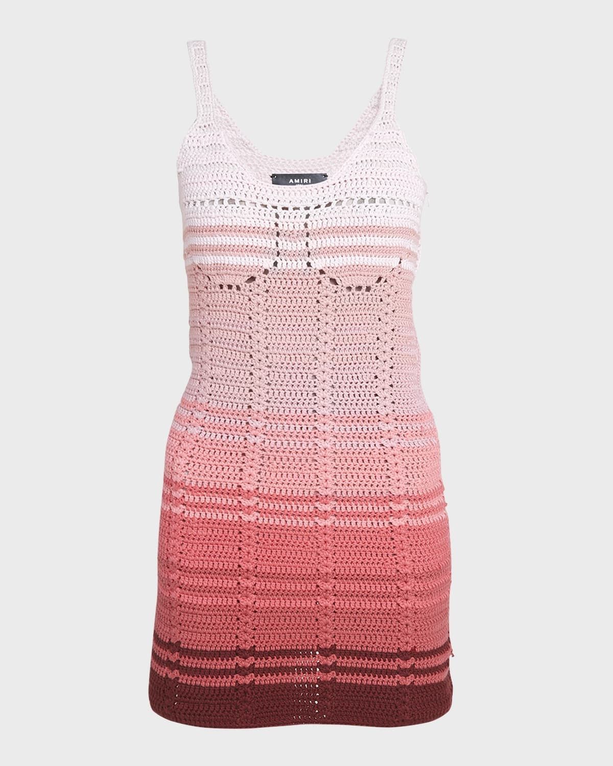 o1orln1025 Sunset Ombre Crochet Bustier Mini Dress