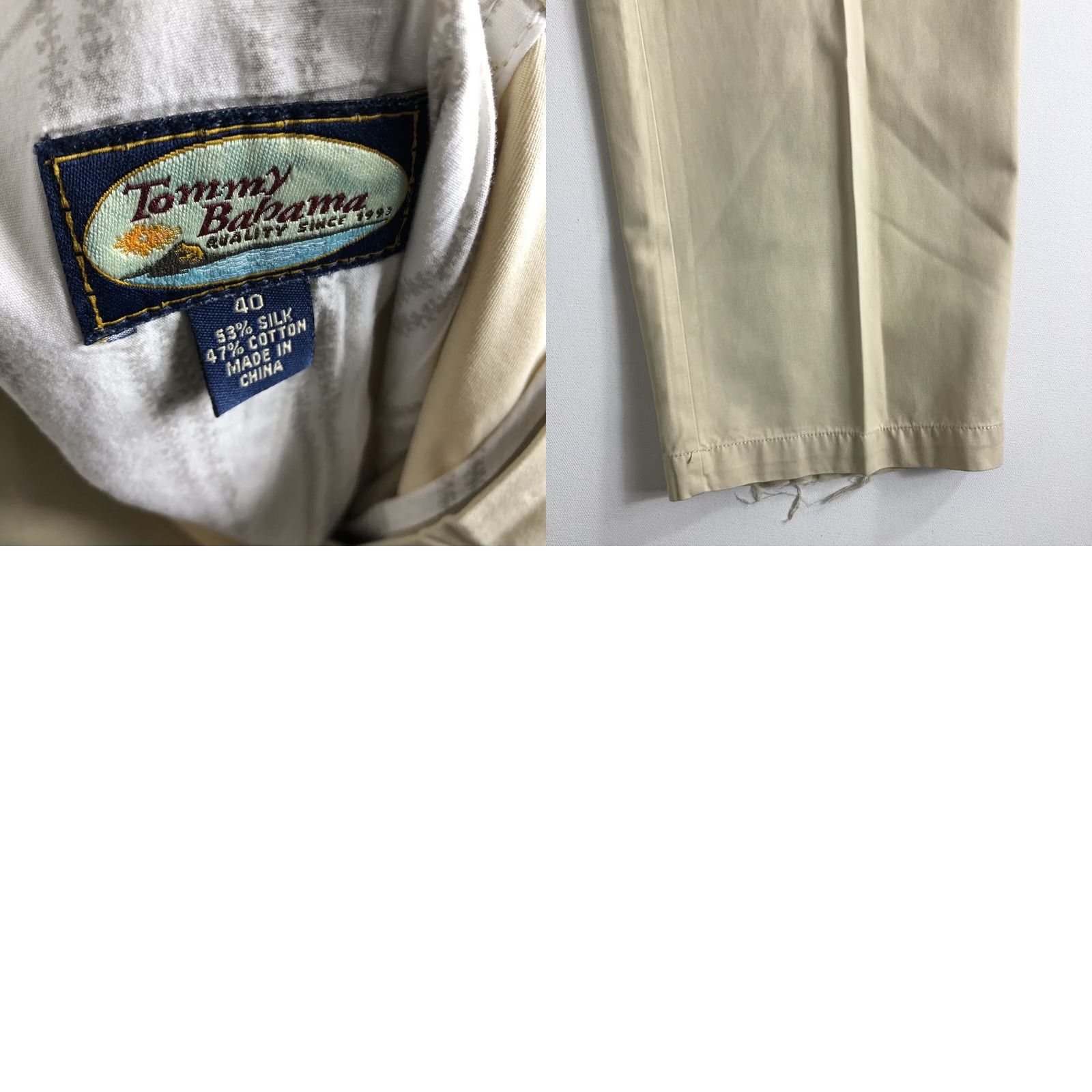 Tommy Bahama TOMMY BAHAMA RELAX Men's 40x33 Silk Blend Pants Beige 5 Pocket Casual Chino Straight Front Logo Pocket Regular Inseam 33in Size US 40 / EU 56 - 8 Thumbnail