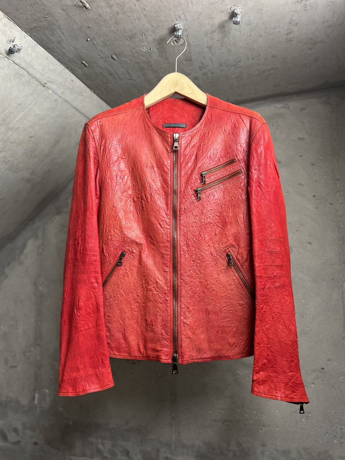 John Varvatos Crinkled Leather Racer Size US M / EU 48-50 / 2 - 9 Thumbnail