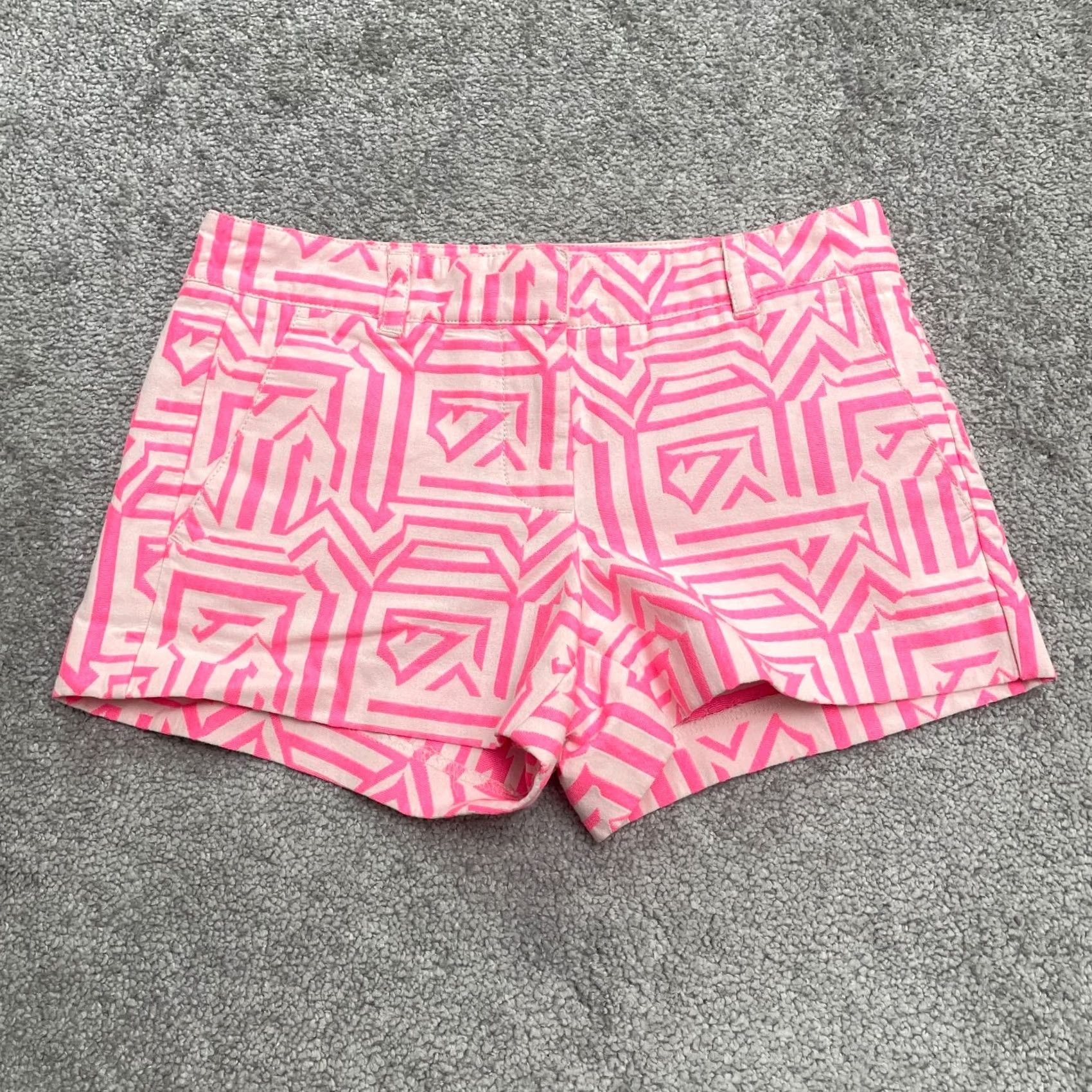 J.Crew J. Crew Geometric Azaka Chino shorts Womens 00 Tiki Neon Pink Casual Stretch Shirt Size 24" / US 00 / IT 34 - 2 Thumbnail